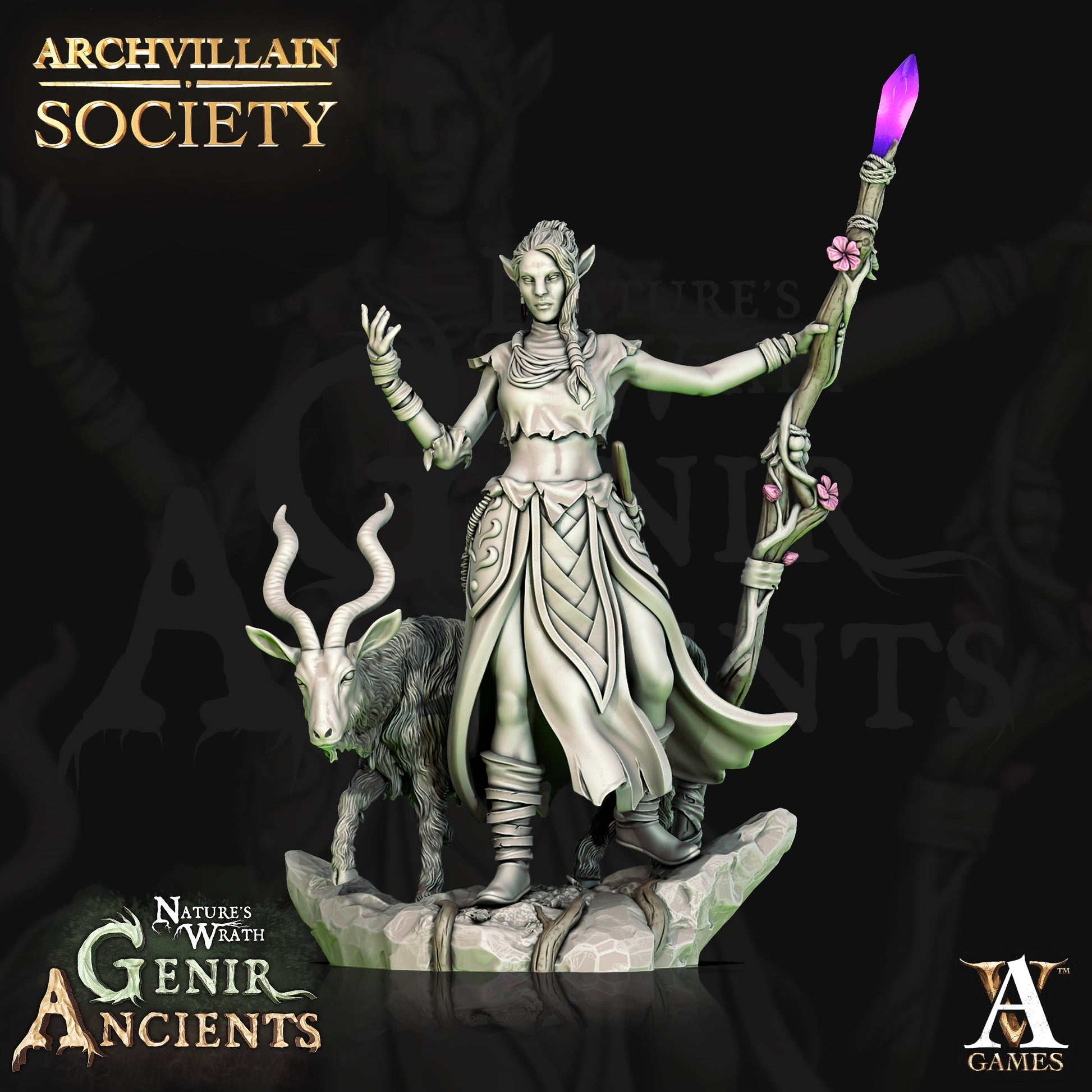 3D Printed Archvillain Games Archvillain Society Vol. X - Qinwari the Wild 28mm 32mm D&D - 3D Printing Boss 