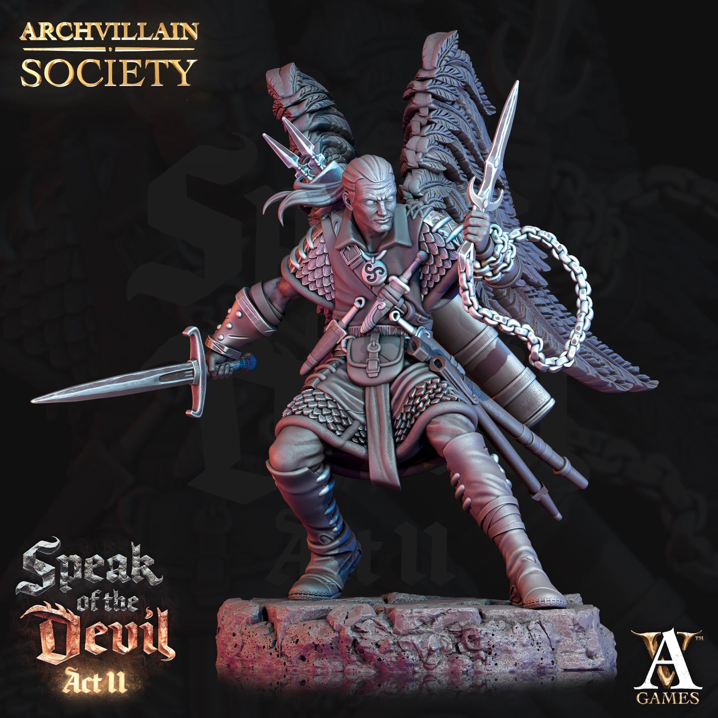 3D Printed Archvillain Games Archvillain Society Vol XIII Celestial Bountyhunter - Nyrwant Brightstar 28mm 32mm D&D - 3D Printing Boss 
