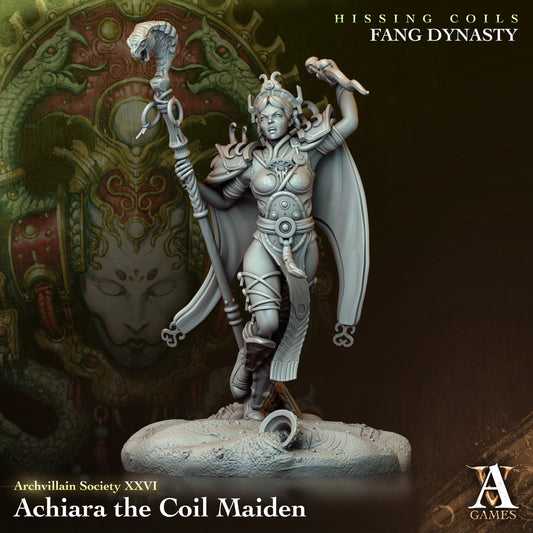 3D Printed Archvillain Games Archvillain Society Vol. XXVI Achiara The Coil Maiden 28 32mm D&D - 3D Printing Boss 