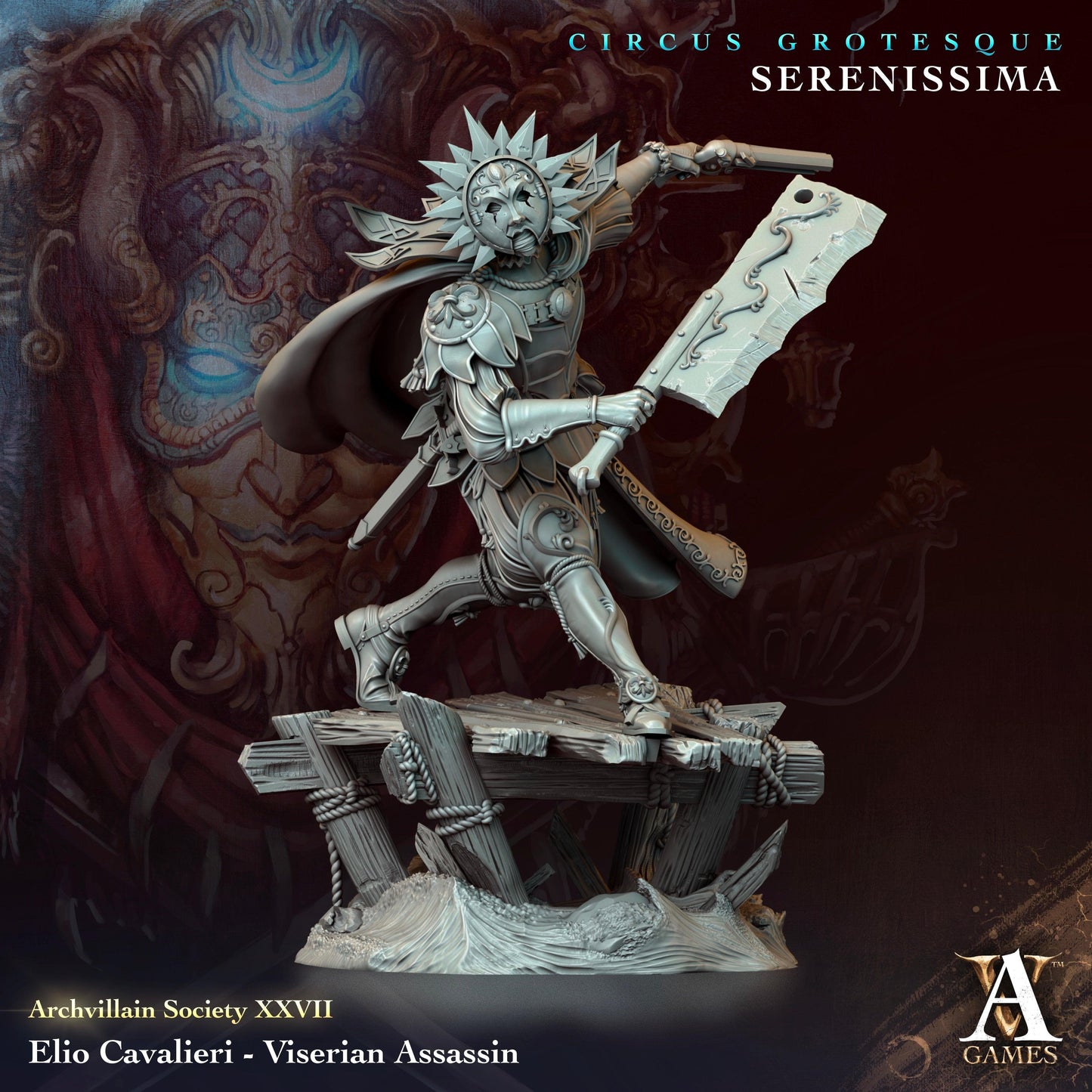 3D Printed Archvillain Games Archvillain Society Vol. XXVII Elio Cavalieri - Viserian Assassin 28 32mm D&D - 3D Printing Boss 
