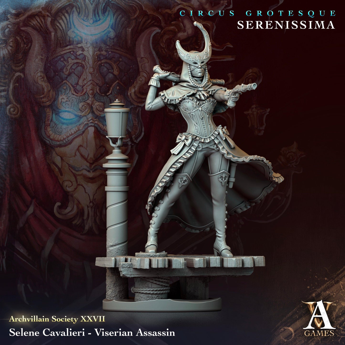 3D Printed Archvillain Games Archvillain Society Vol. XXVII  Selene Cavalieri - Viserian Assassin 28 32mm D&D - 3D Printing Boss 
