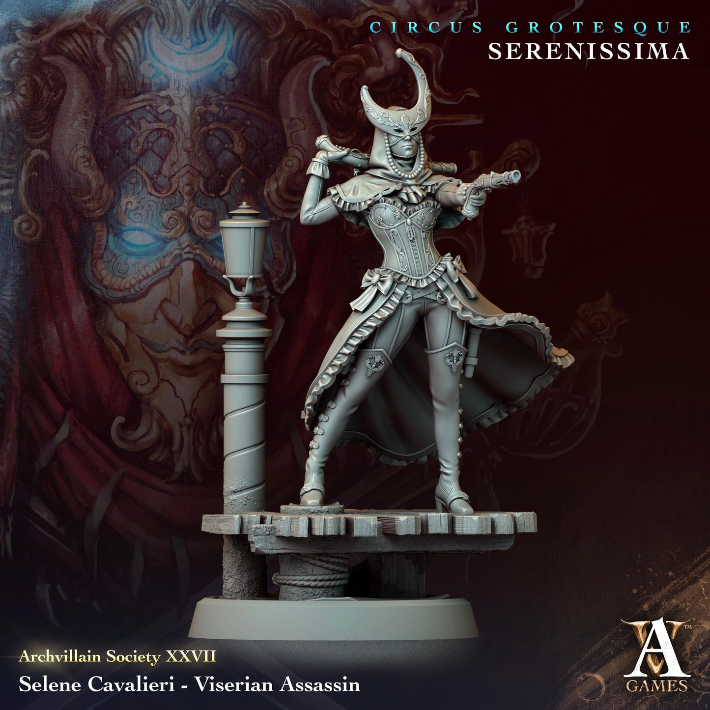 3D Printed Archvillain Games Archvillain Society Vol. XXVII  Selene Cavalieri - Viserian Assassin 28 32mm D&D - 3D Printing Boss 