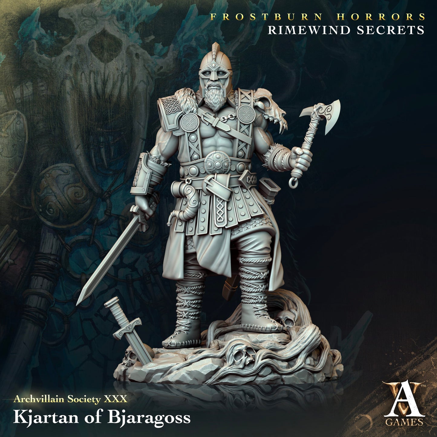 3D Printed Archvillain Games Archvillain Society Vol XXX - Kjartan of Bjaragoss 28mm 32mm D&D - 3D Printing Boss 