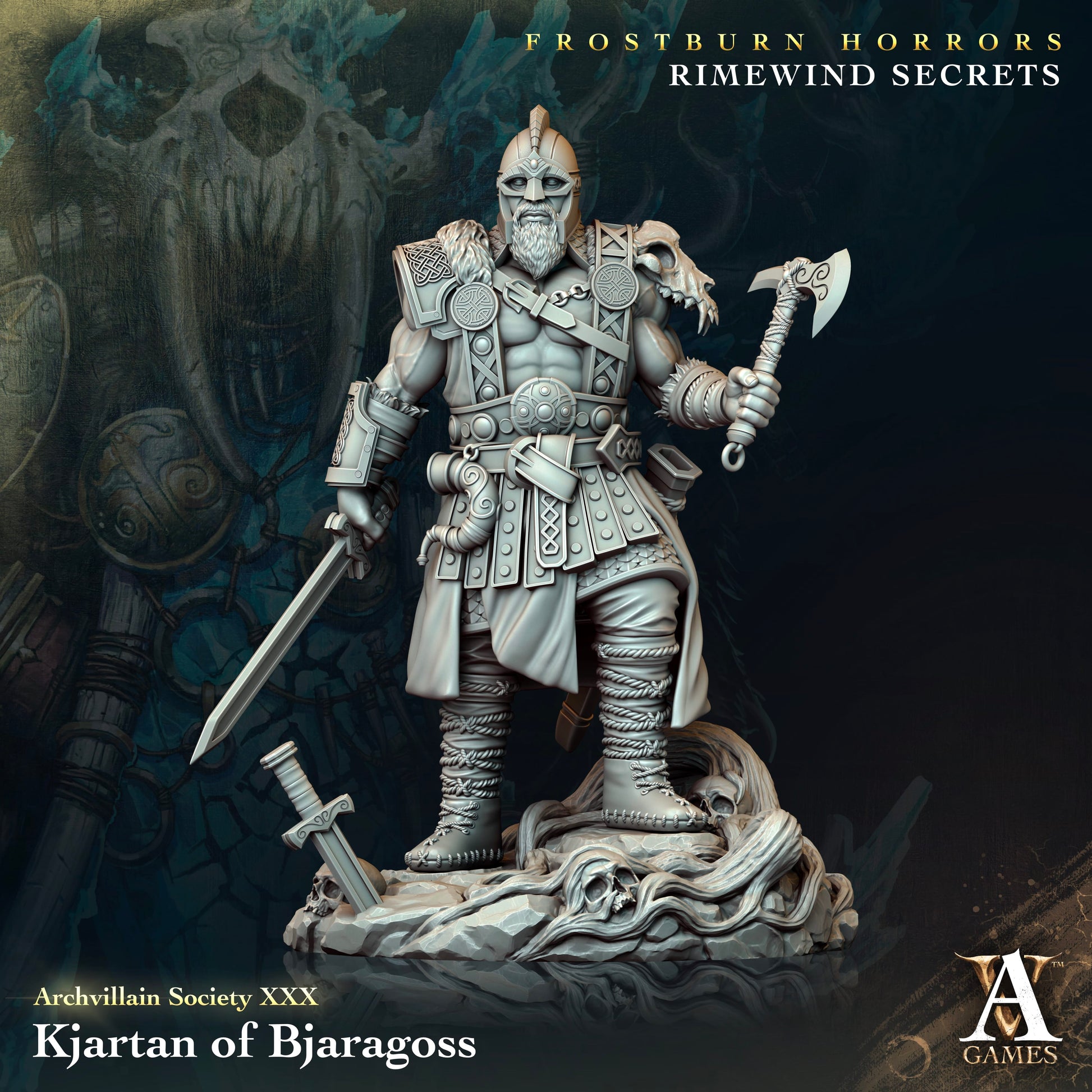 3D Printed Archvillain Games Archvillain Society Vol XXX - Kjartan of Bjaragoss 28mm 32mm D&D - 3D Printing Boss 