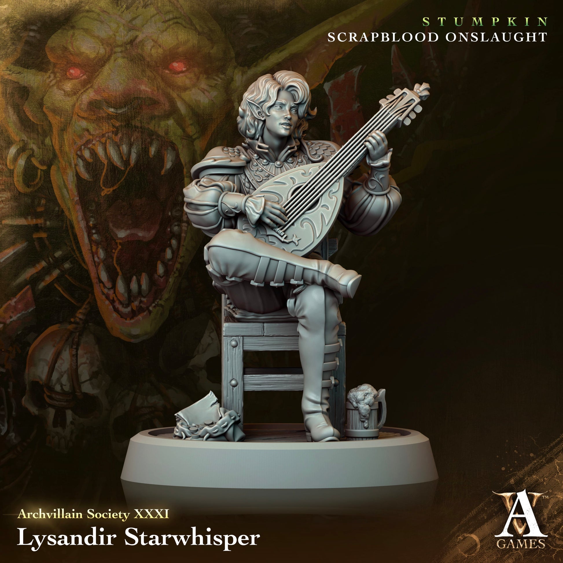 3D Printed Archvillain Games Archvillain Society Vol XXXI - Lysandir Starwhisper 28mm 32mm D&D - 3D Printing Boss 
