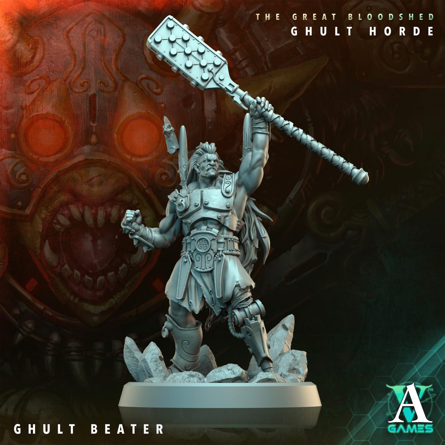 3D Printed Archvillain Games Archvillain Society Vol. XXXIV The Great Bloodshed - Ghult Horde  Ghult Beater 28 32mm D&D - 3D Printing Boss 