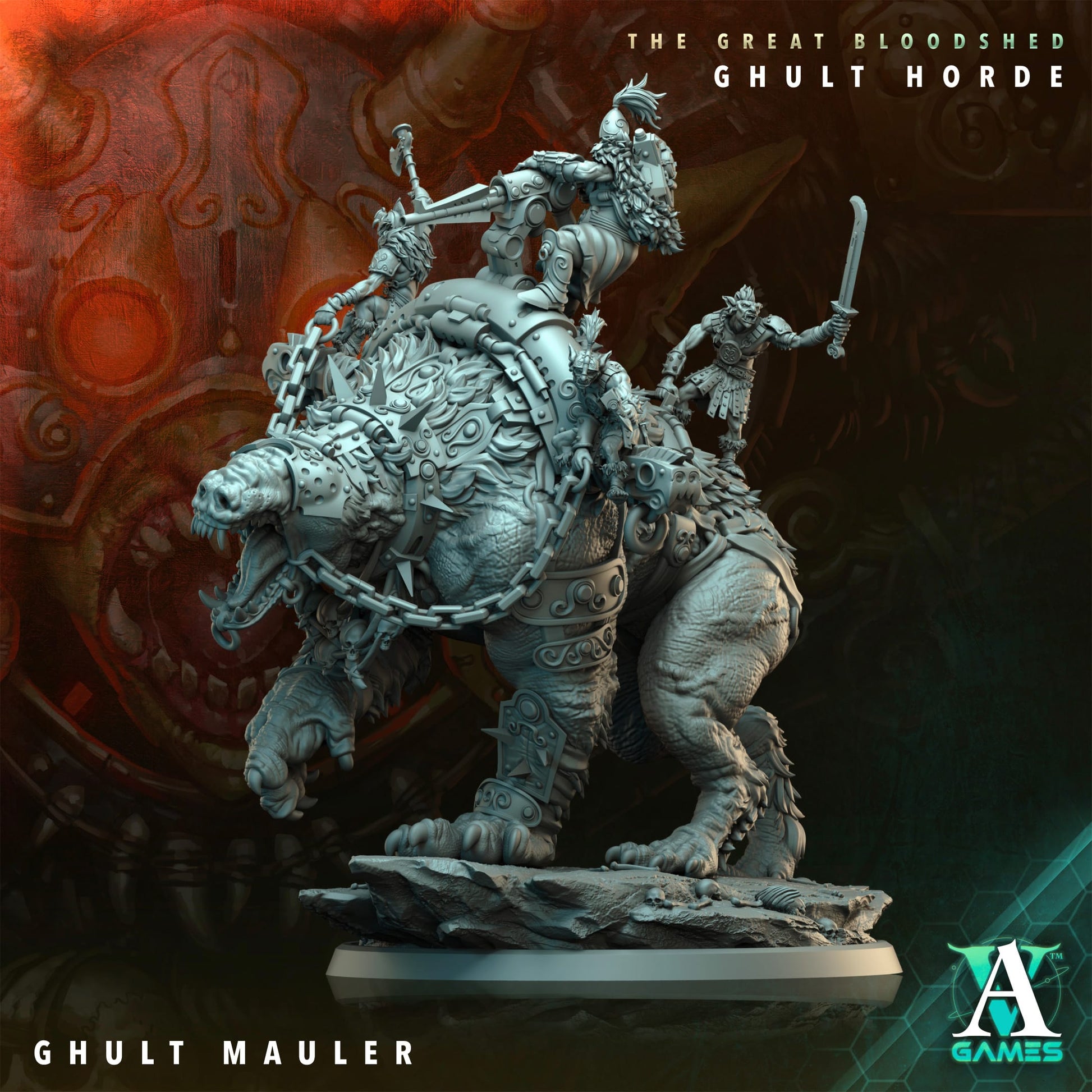 3D Printed Archvillain Games Archvillain Society Vol. XXXIV The Great Bloodshed - Ghult Horde  Ghult Mauler 28 32mm D&D - 3D Printing Boss 