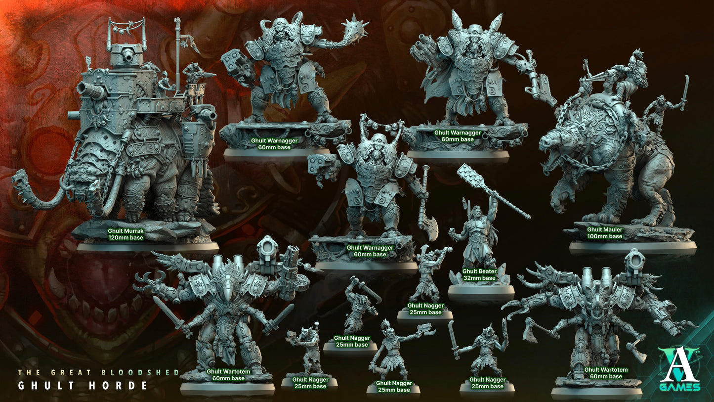 3D Printed Archvillain Games Archvillain Society Vol. XXXIV The Great Bloodshed - Ghult Horde  Ghult Mauler 28 32mm D&D - 3D Printing Boss 