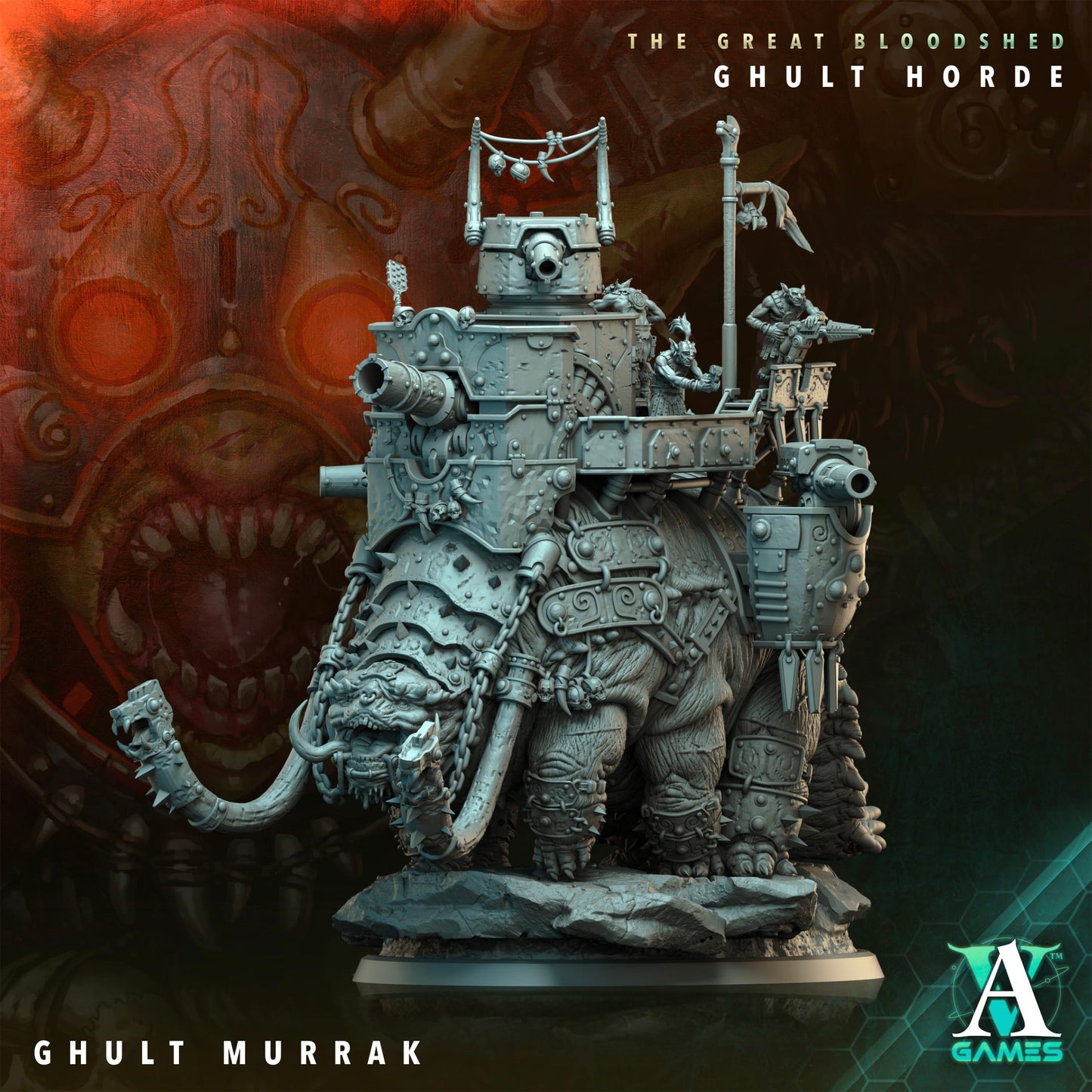 3D Printed Archvillain Games Archvillain Society Vol. XXXIV The Great Bloodshed - Ghult Horde Ghult Murrak 28 32mm D&D - 3D Printing Boss 