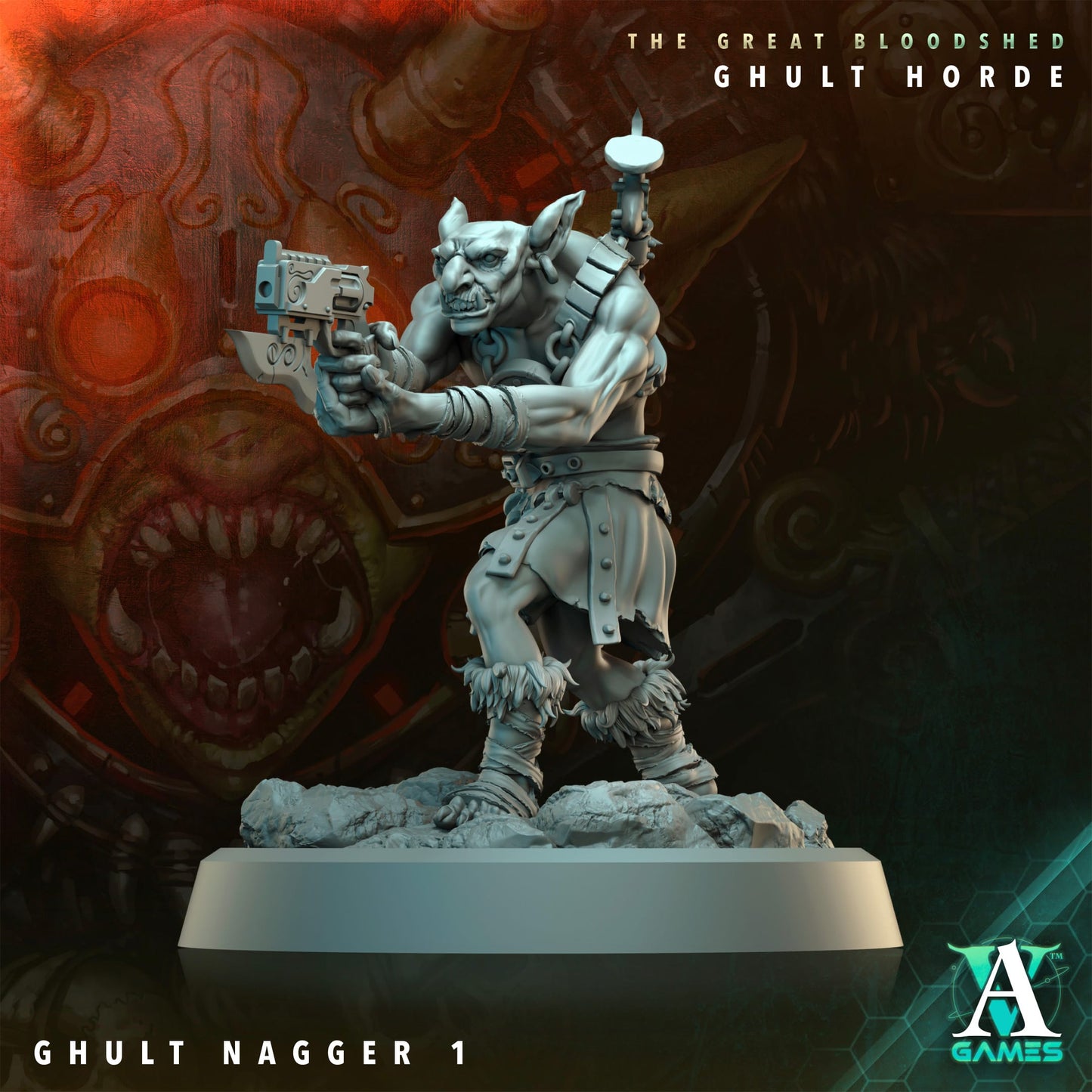 3D Printed Archvillain Games Archvillain Society Vol. XXXIV The Great Bloodshed - Ghult Horde Ghult Nagger 28 32mm D&D - 3D Printing Boss 