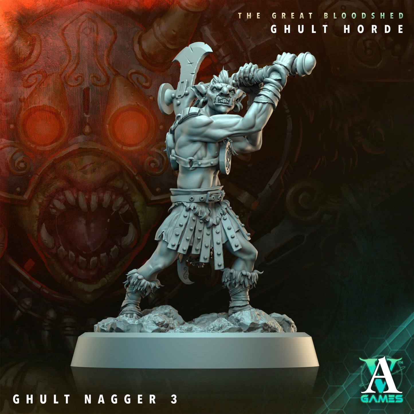 3D Printed Archvillain Games Archvillain Society Vol. XXXIV The Great Bloodshed - Ghult Horde Ghult Nagger 28 32mm D&D - 3D Printing Boss 