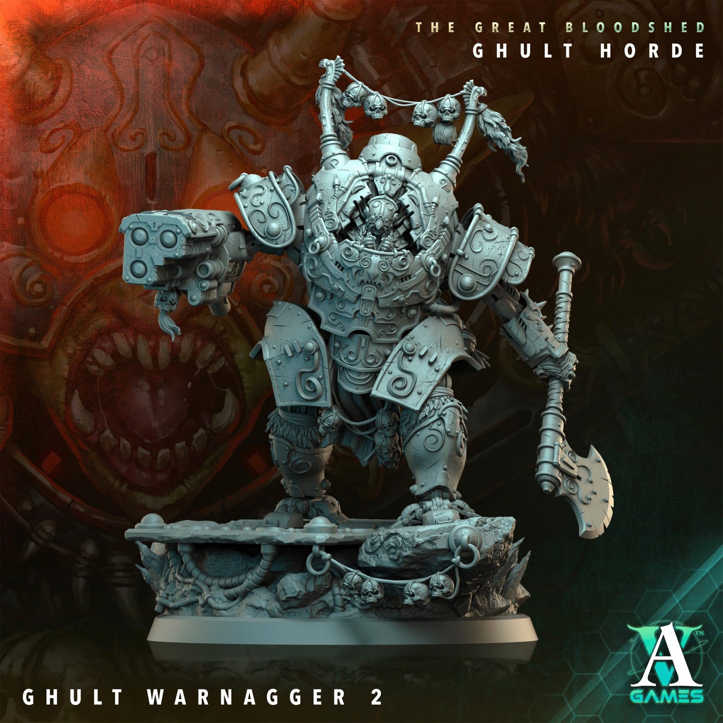3D Printed Archvillain Games Archvillain Society Vol. XXXIV The Great Bloodshed - Ghult Horde Ghult Warnagger 28 32mm D&D - 3D Printing Boss 