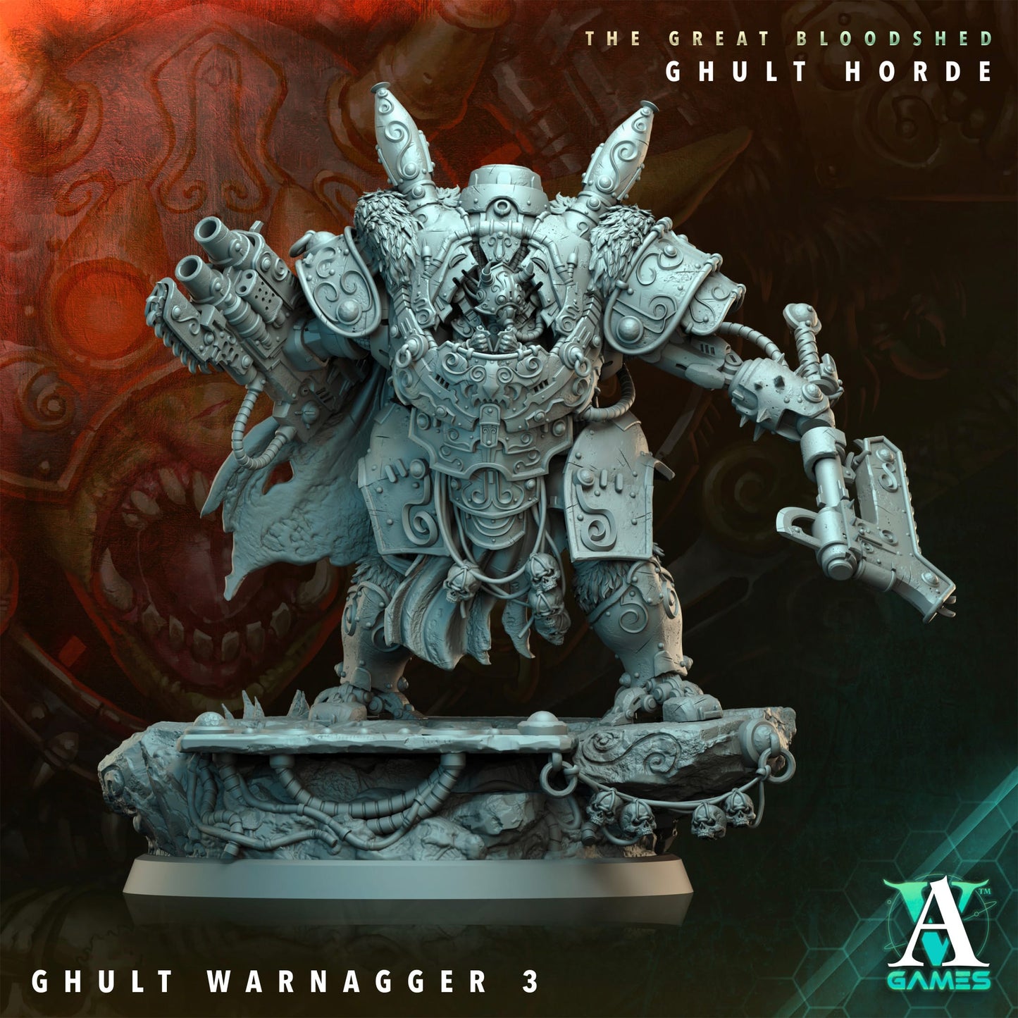 3D Printed Archvillain Games Archvillain Society Vol. XXXIV The Great Bloodshed - Ghult Horde Ghult Warnagger 28 32mm D&D - 3D Printing Boss 
