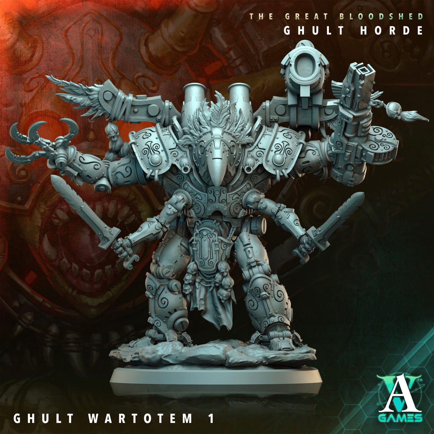 3D Printed Archvillain Games Archvillain Society Vol. XXXIV The Great Bloodshed - Ghult Horde Ghult Wartotem 28 32mm D&D - 3D Printing Boss 