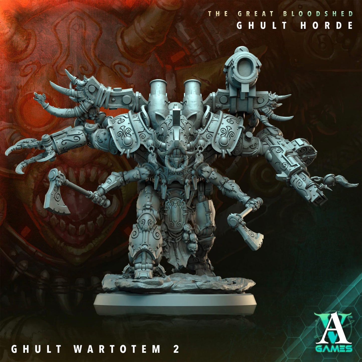 3D Printed Archvillain Games Archvillain Society Vol. XXXIV The Great Bloodshed - Ghult Horde Ghult Wartotem 28 32mm D&D - 3D Printing Boss 