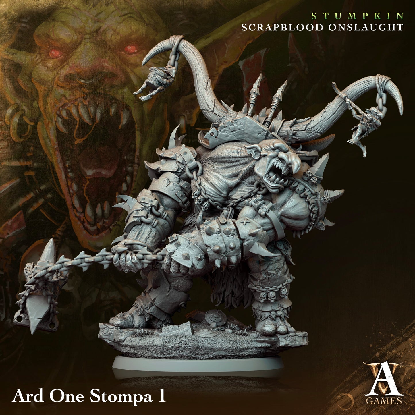 3D Printed Archvillain Games Ard One Stompa Stumpkin Scrapblood Onslaught 28 32mm D&D - 3D Printing Boss 