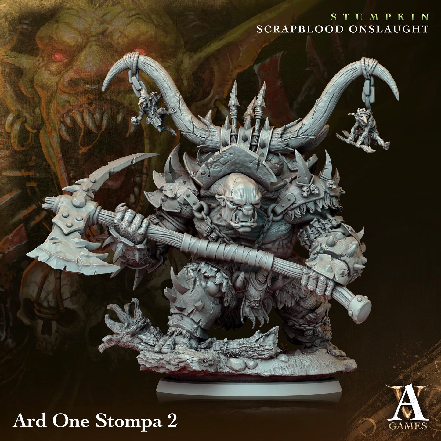 3D Printed Archvillain Games Ard One Stompa Stumpkin Scrapblood Onslaught 28 32mm D&D - 3D Printing Boss 