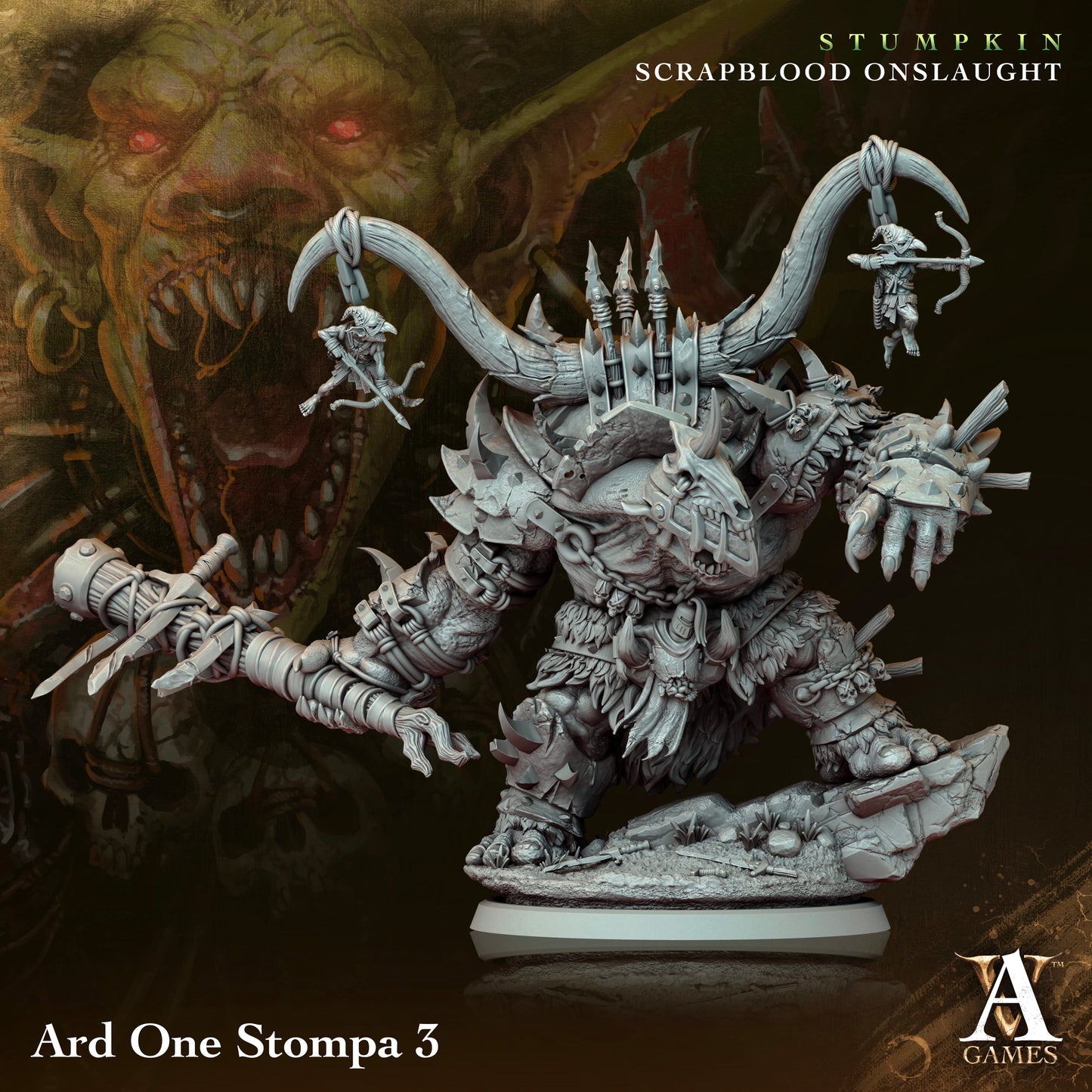 3D Printed Archvillain Games Ard One Stompa Stumpkin Scrapblood Onslaught 28 32mm D&D - 3D Printing Boss 