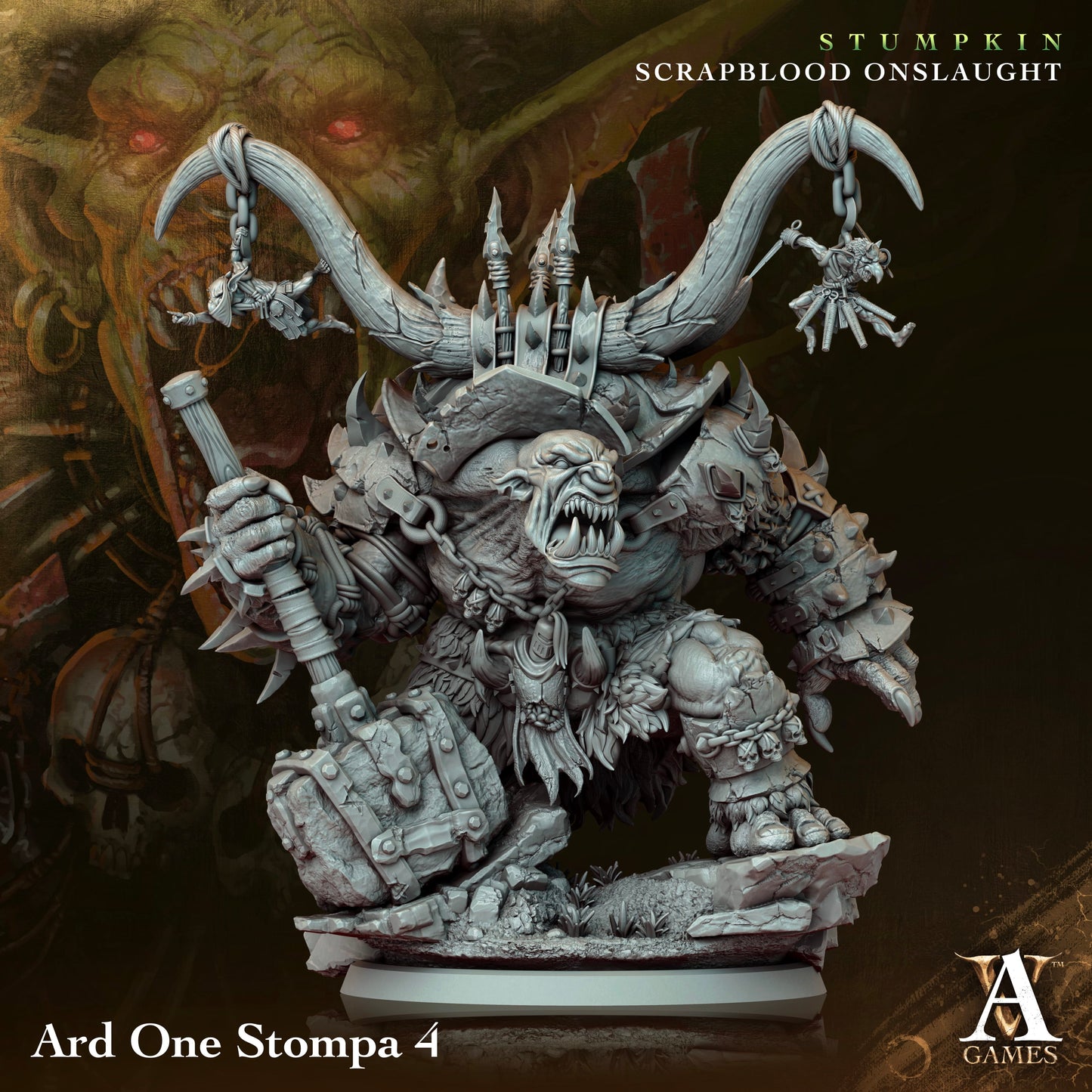 3D Printed Archvillain Games Ard One Stompa Stumpkin Scrapblood Onslaught 28 32mm D&D - 3D Printing Boss 