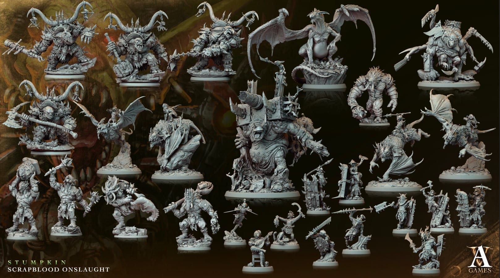 3D Printed Archvillain Games Ard One Stompa Stumpkin Scrapblood Onslaught 28 32mm D&D - 3D Printing Boss 