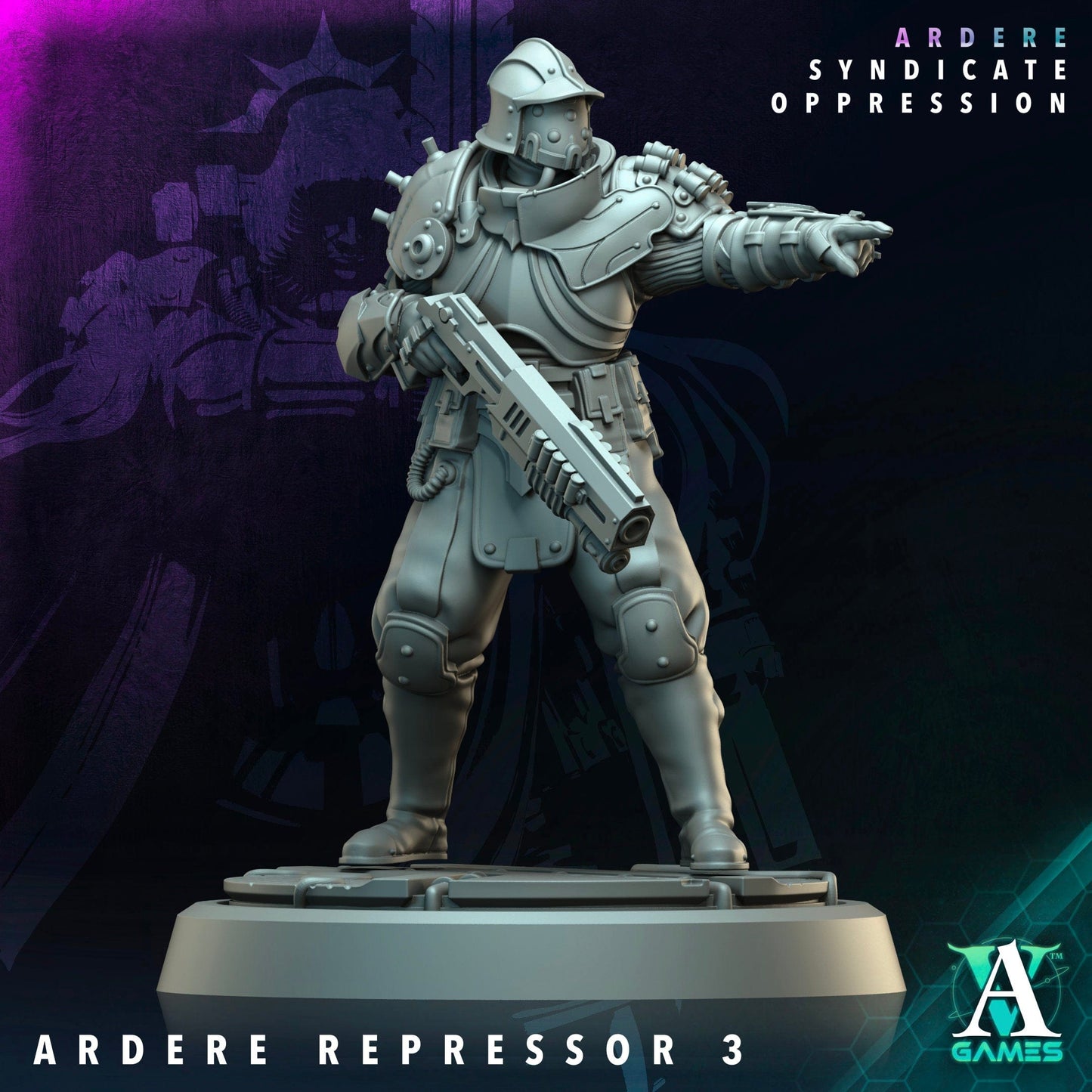 3D Printed Archvillain Games Ardere Repressor Ardere - Syndicate Oppression 28 32mm D&D - 3D Printing Boss 