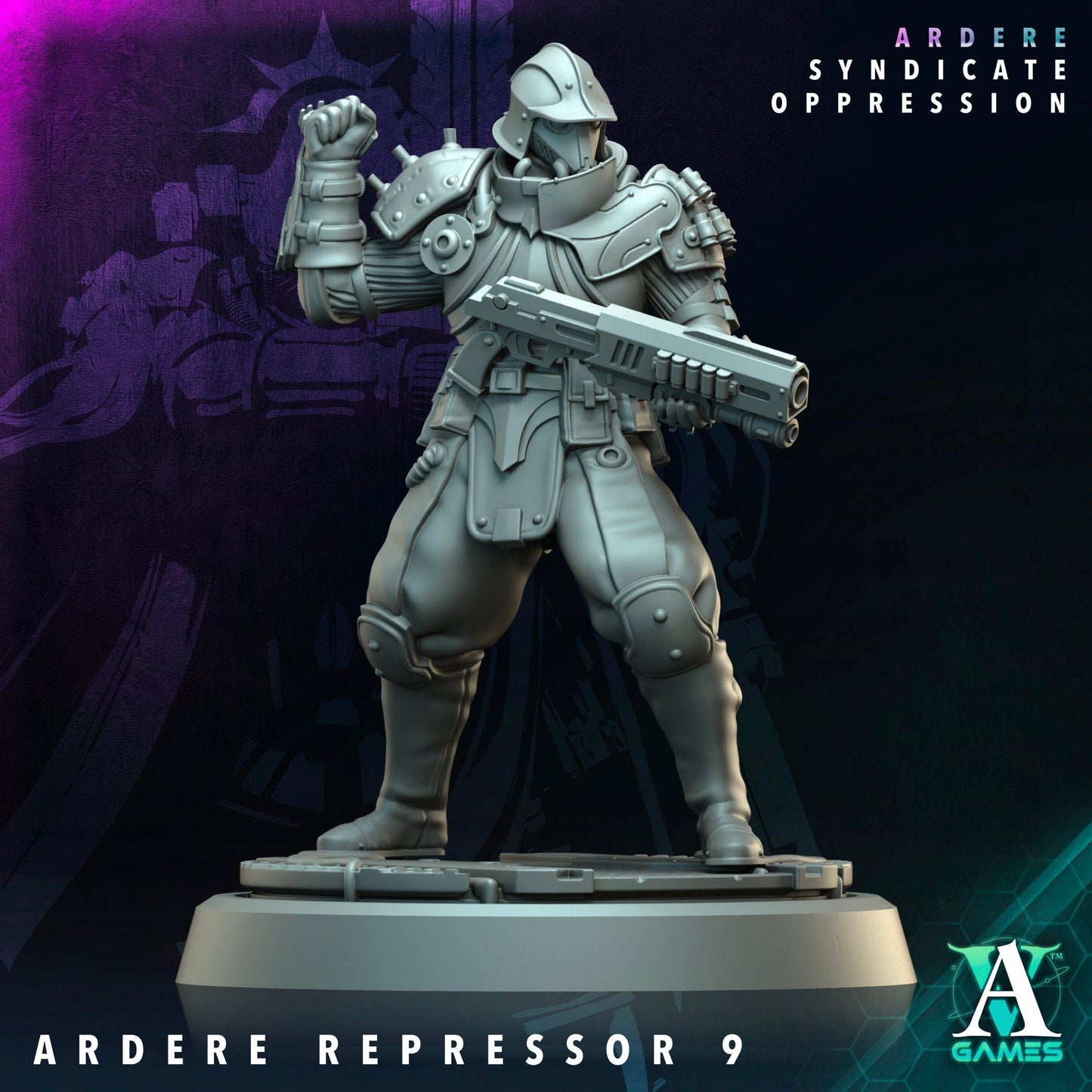 3D Printed Archvillain Games Ardere Repressor Ardere - Syndicate Oppression 28 32mm D&D - 3D Printing Boss 