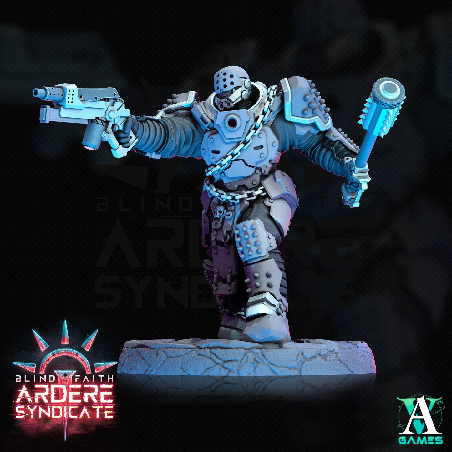 3D Printed Archvillain Games Arderite Heavy Infantry Blind Faith - Ardere Syndicate 28 32mm D&D - 3D Printing Boss 