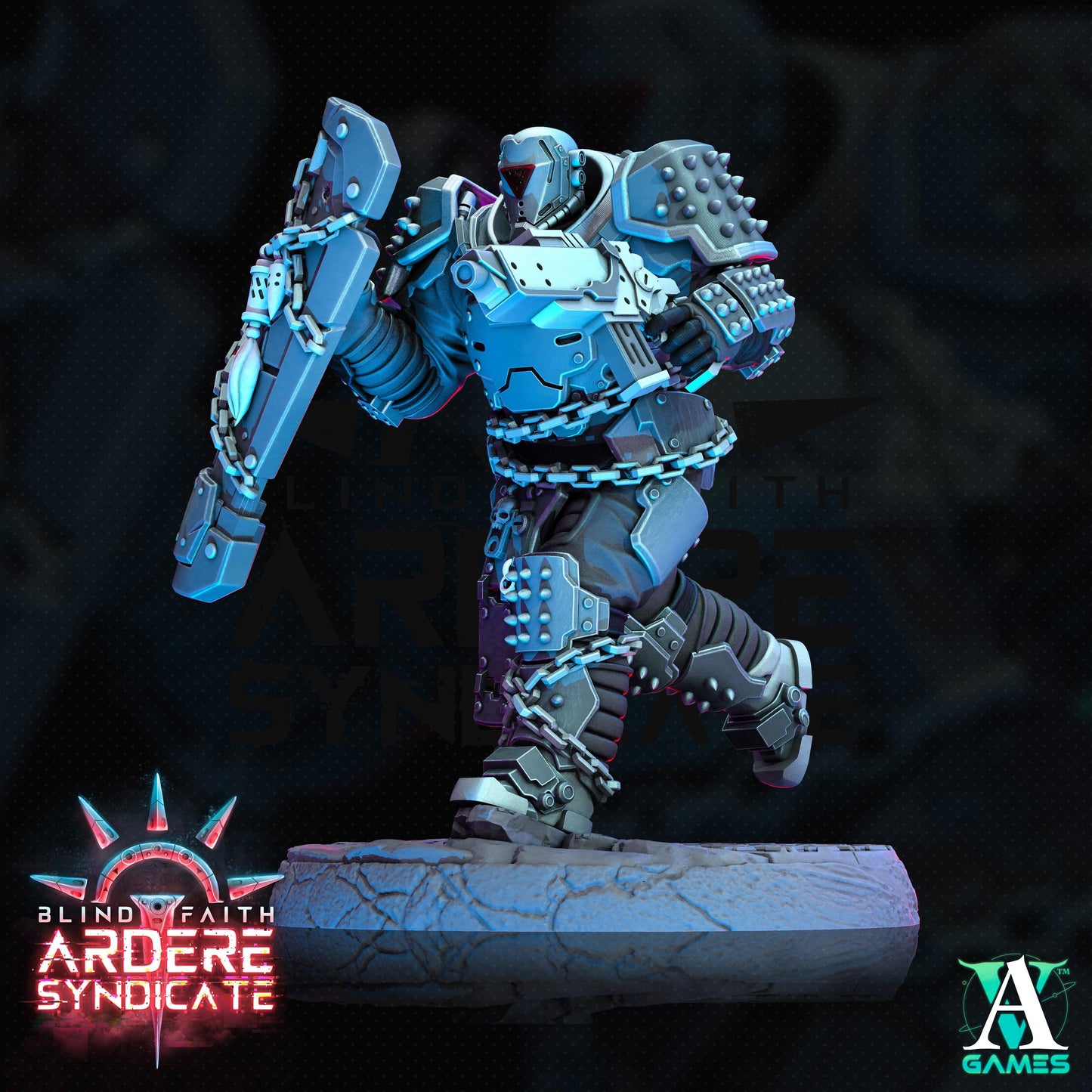 3D Printed Archvillain Games Arderite Heavy Infantry Blind Faith - Ardere Syndicate 28 32mm D&D - 3D Printing Boss 