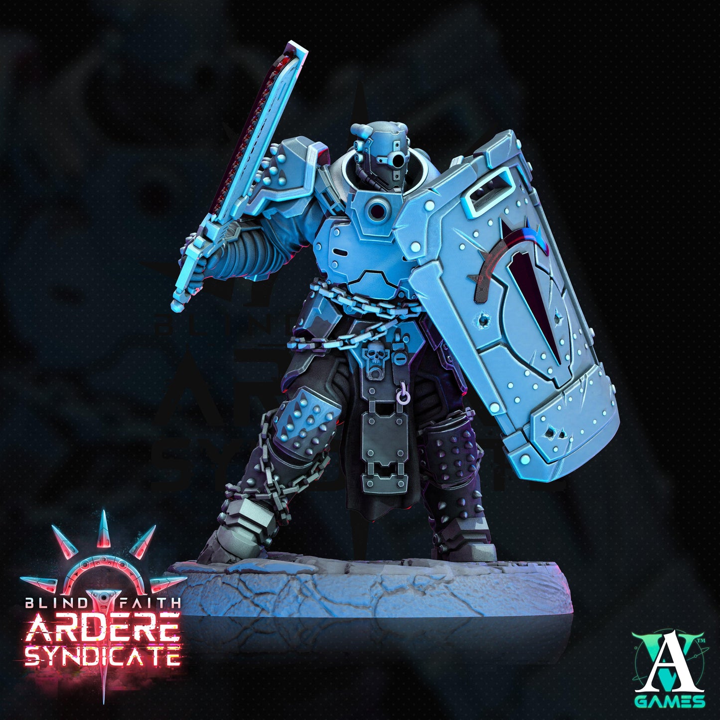 3D Printed Archvillain Games Arderite Heavy Infantry Blind Faith - Ardere Syndicate 28 32mm D&D - 3D Printing Boss 