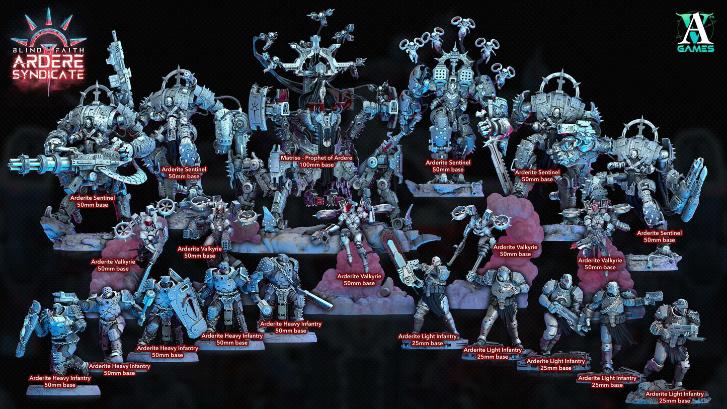 3D Printed Archvillain Games Arderite Light Infantry Blind Faith - Ardere Syndicate 28 32mm D&D - 3D Printing Boss 