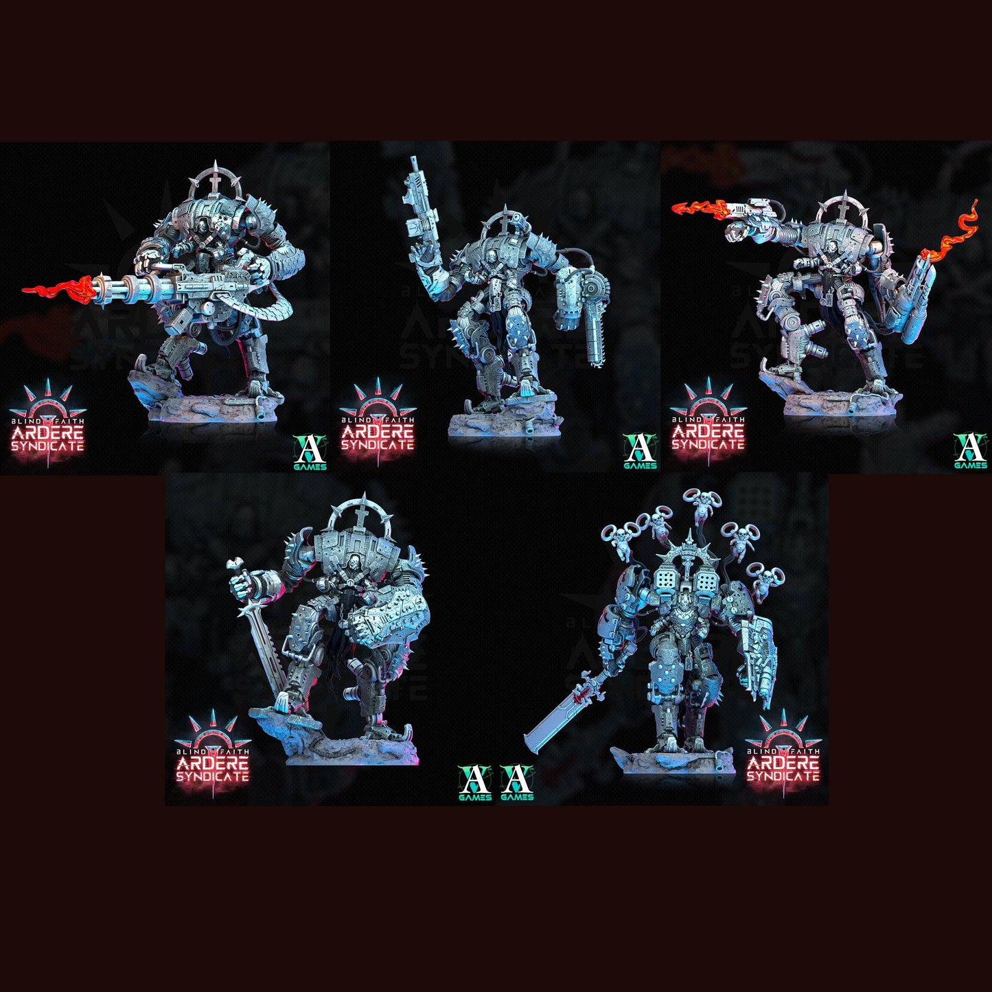 3D Printed Archvillain Games Arderite Sentinels VFX Set Blind Faith - Ardere Syndicate 28 32mm D&D - 3D Printing Boss 