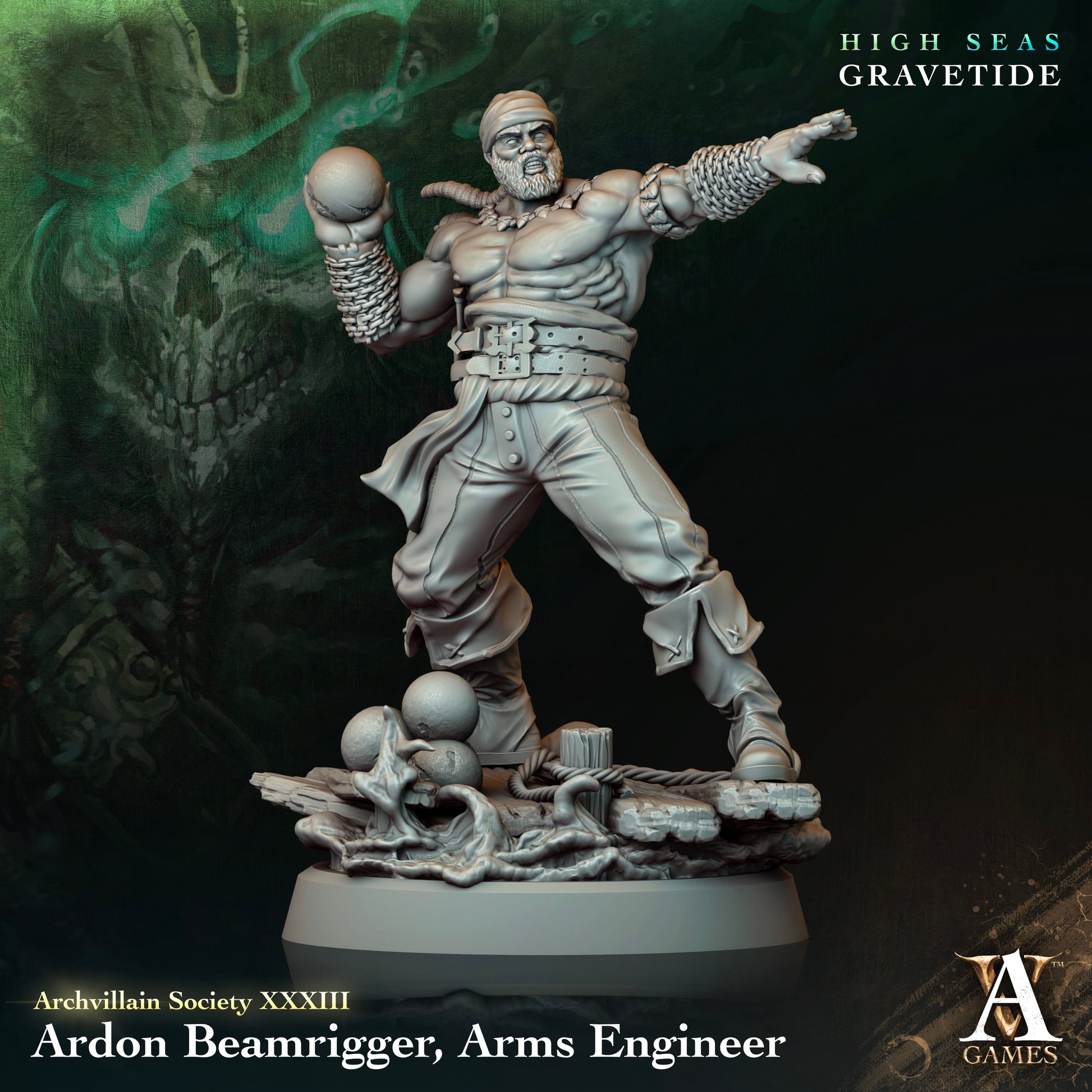 3D Printed Archvillain Games Ardon Beamrigger Arms Engineer Archvillain Society Vol XXXIII 28 32mm D&D - 3D Printing Boss 
