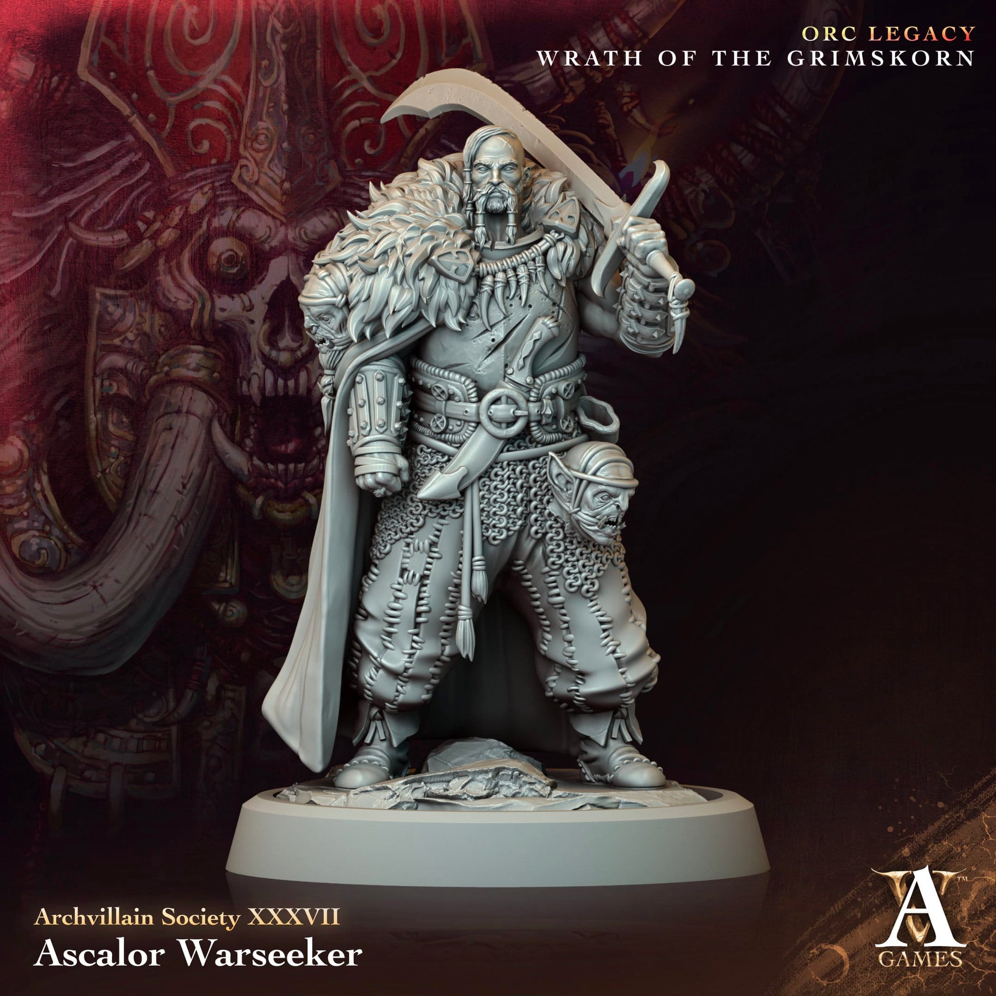 3D Printed Archvillain Games Ascalor Warseeker Archvillain Society Vol XXXVII 28 32mm D&D - 3D Printing Boss 