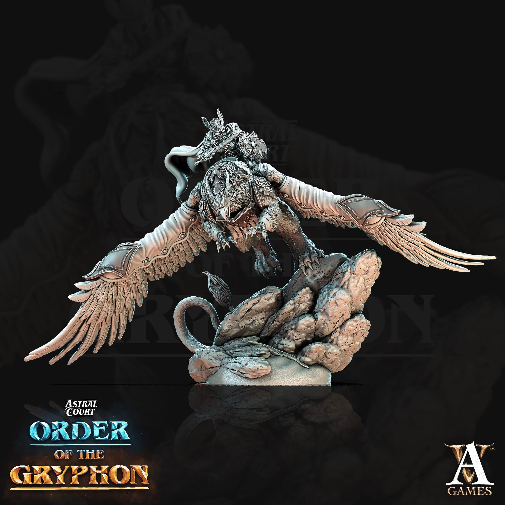 3D Printed Archvillain Games Astral Court Order of the Gryphon - Astral Gryphon Riders 28mm 32mm D&D - 3D Printing Boss 