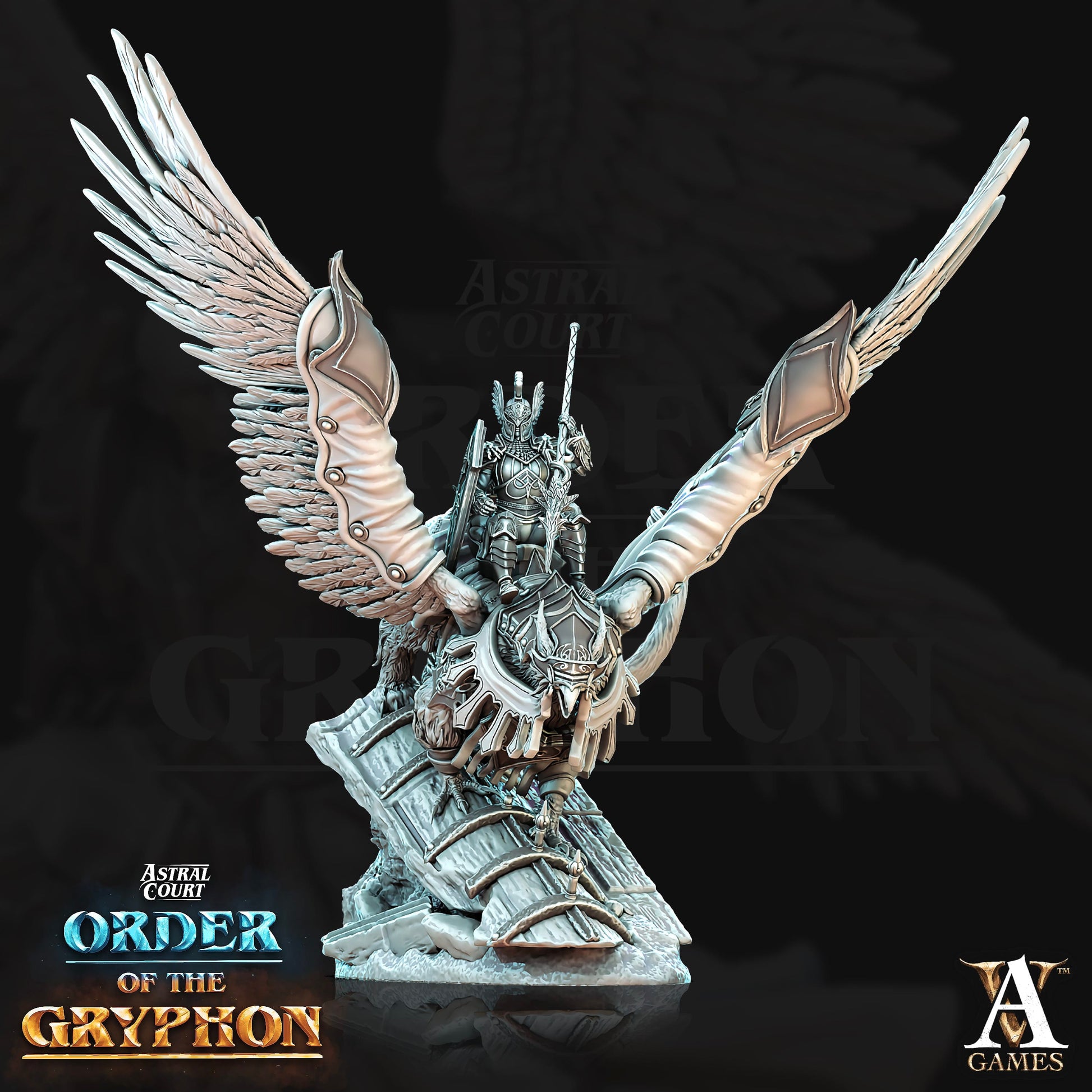 3D Printed Archvillain Games Astral Court Order of the Gryphon - Astral Gryphon Riders 28mm 32mm D&D - 3D Printing Boss 