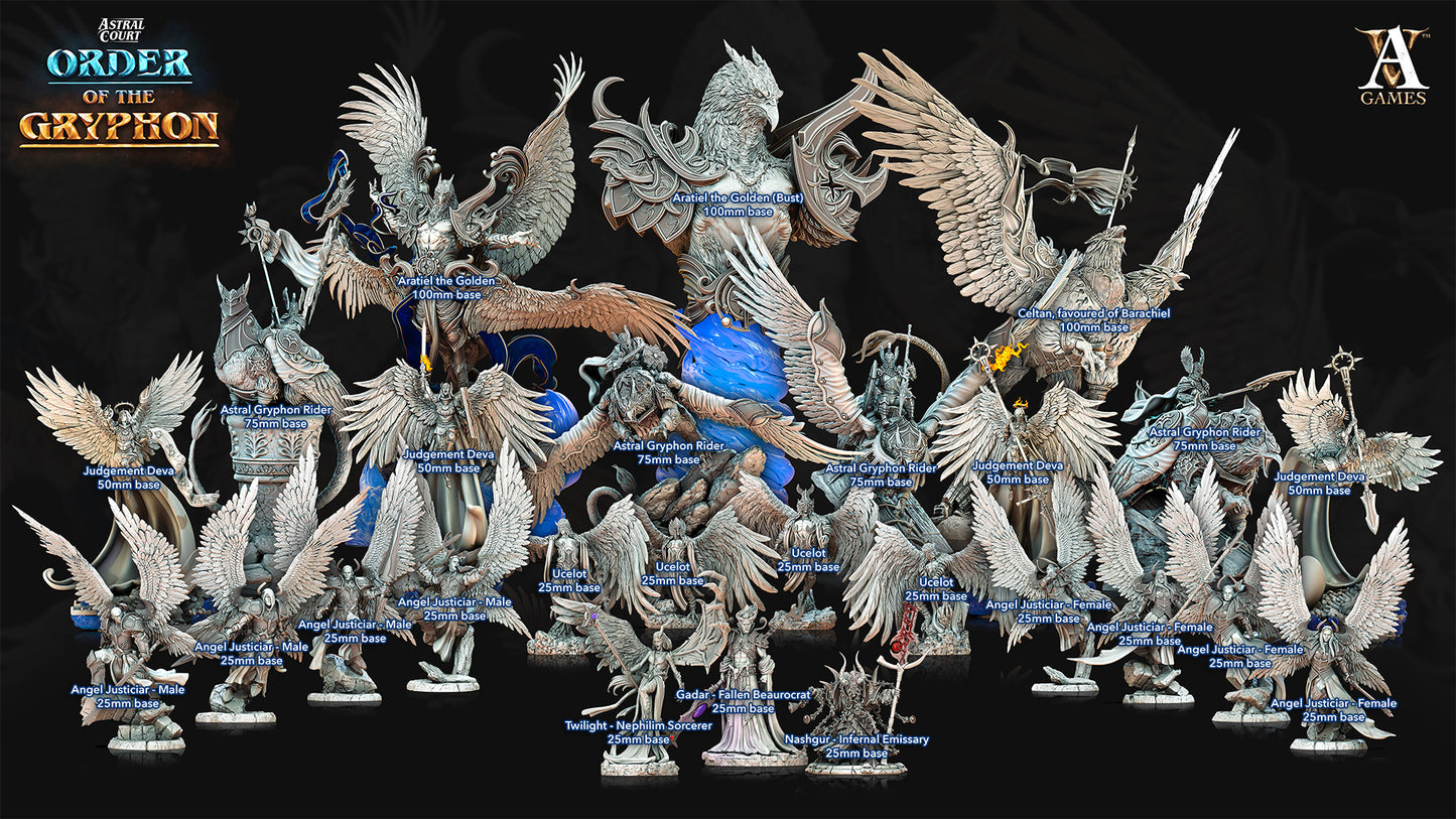 3D Printed Archvillain Games Astral Court Order of the Gryphon - Judgement Devas 28mm 32mm D&D - 3D Printing Boss 