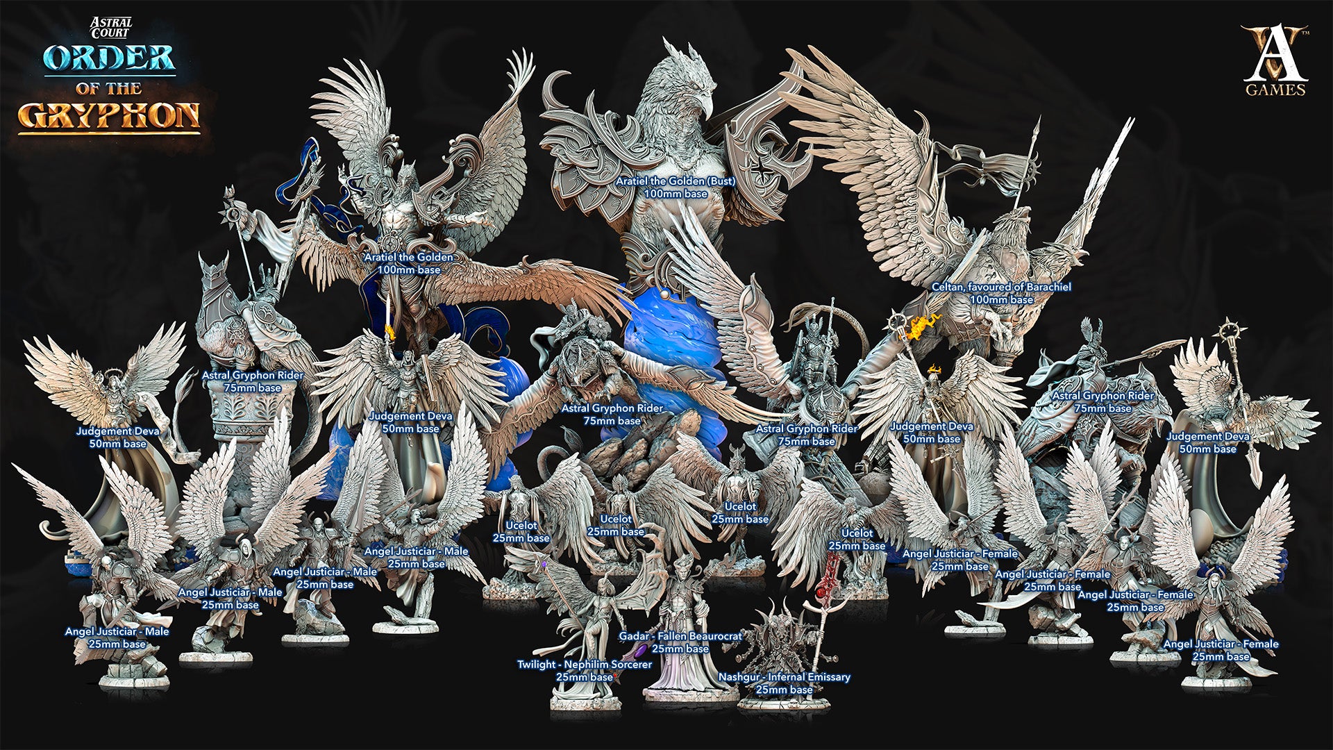 3D Printed Archvillain Games Astral Court Order of the Gryphon - Judgement Devas 28mm 32mm D&D - 3D Printing Boss 