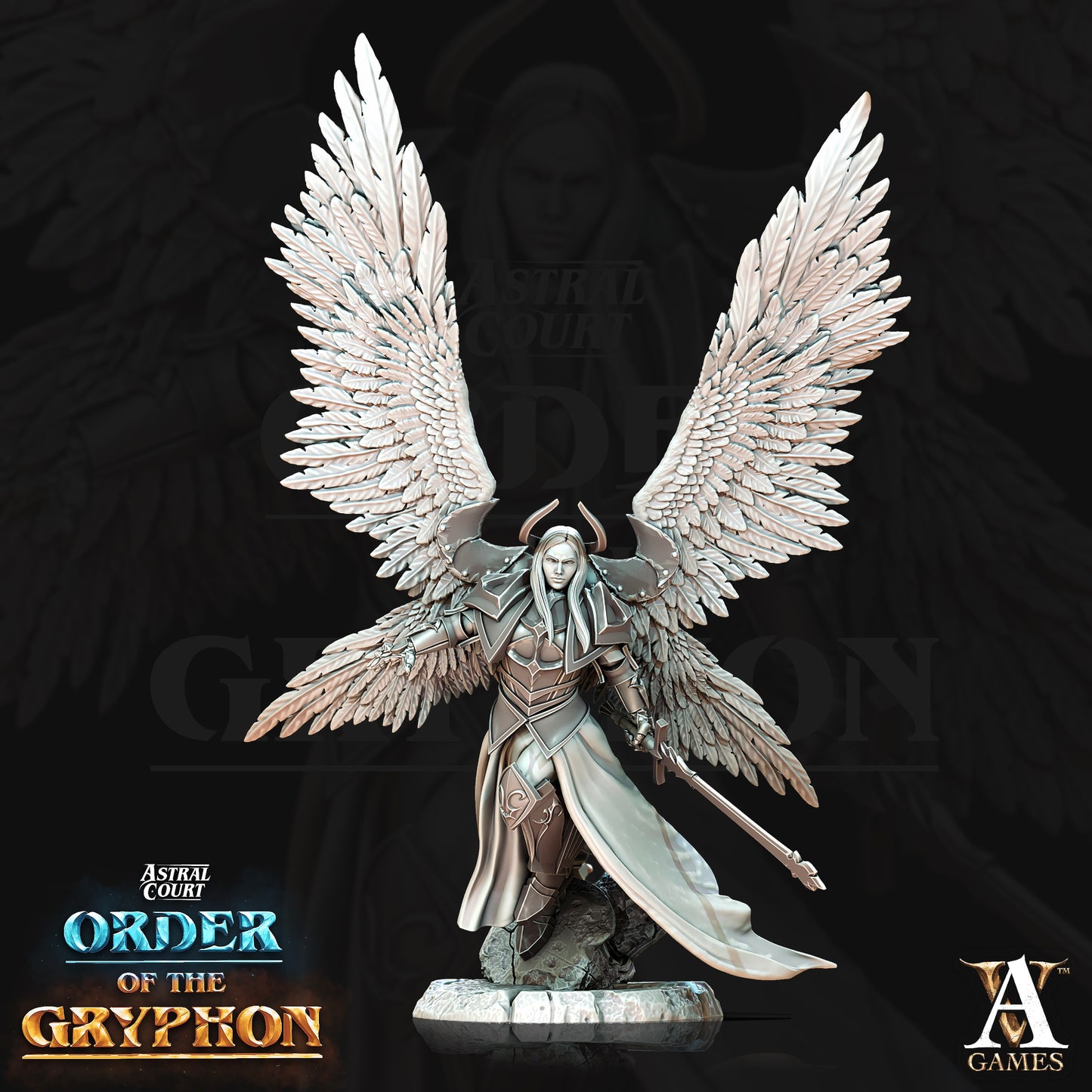 3D Printed Archvillain Games Astral Court Order of the Gryphon - Justiciar Angels Female 28mm 32mm D&D - 3D Printing Boss 