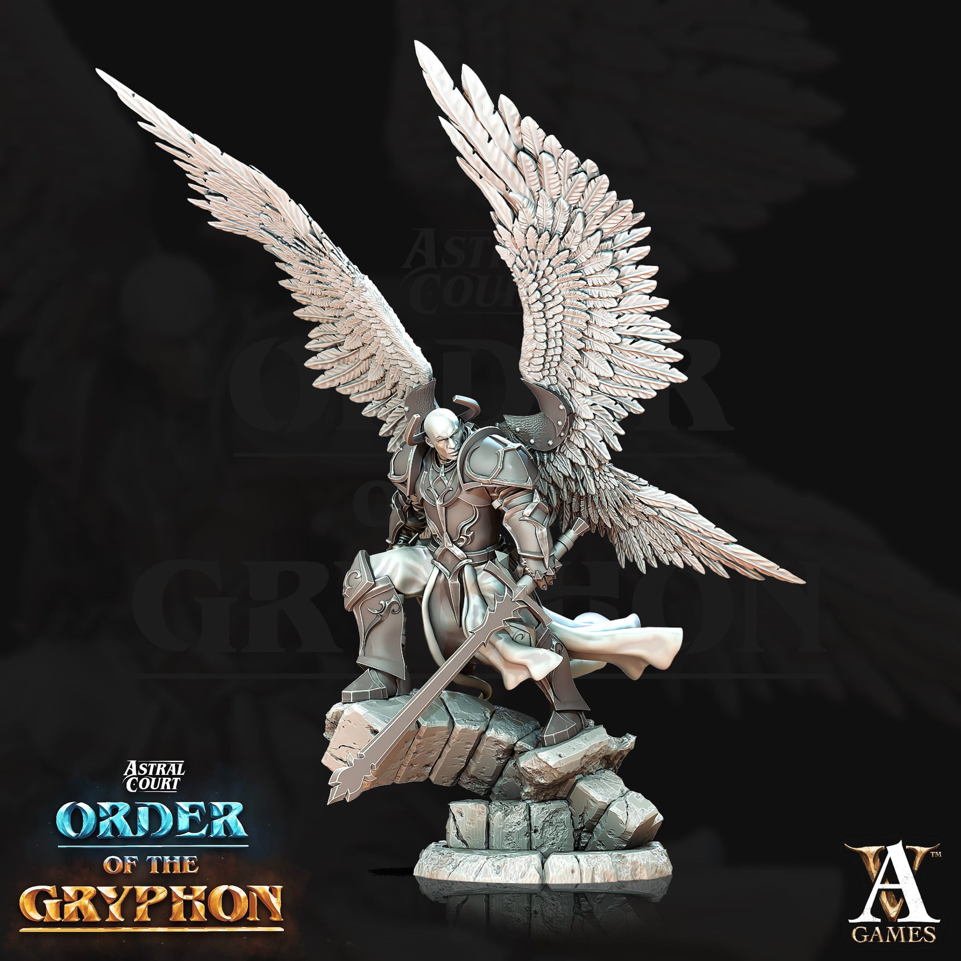 3D Printed Archvillain Games Astral Court Order of the Gryphon - Justiciar Angels Male 28mm 32mm D&D - 3D Printing Boss 