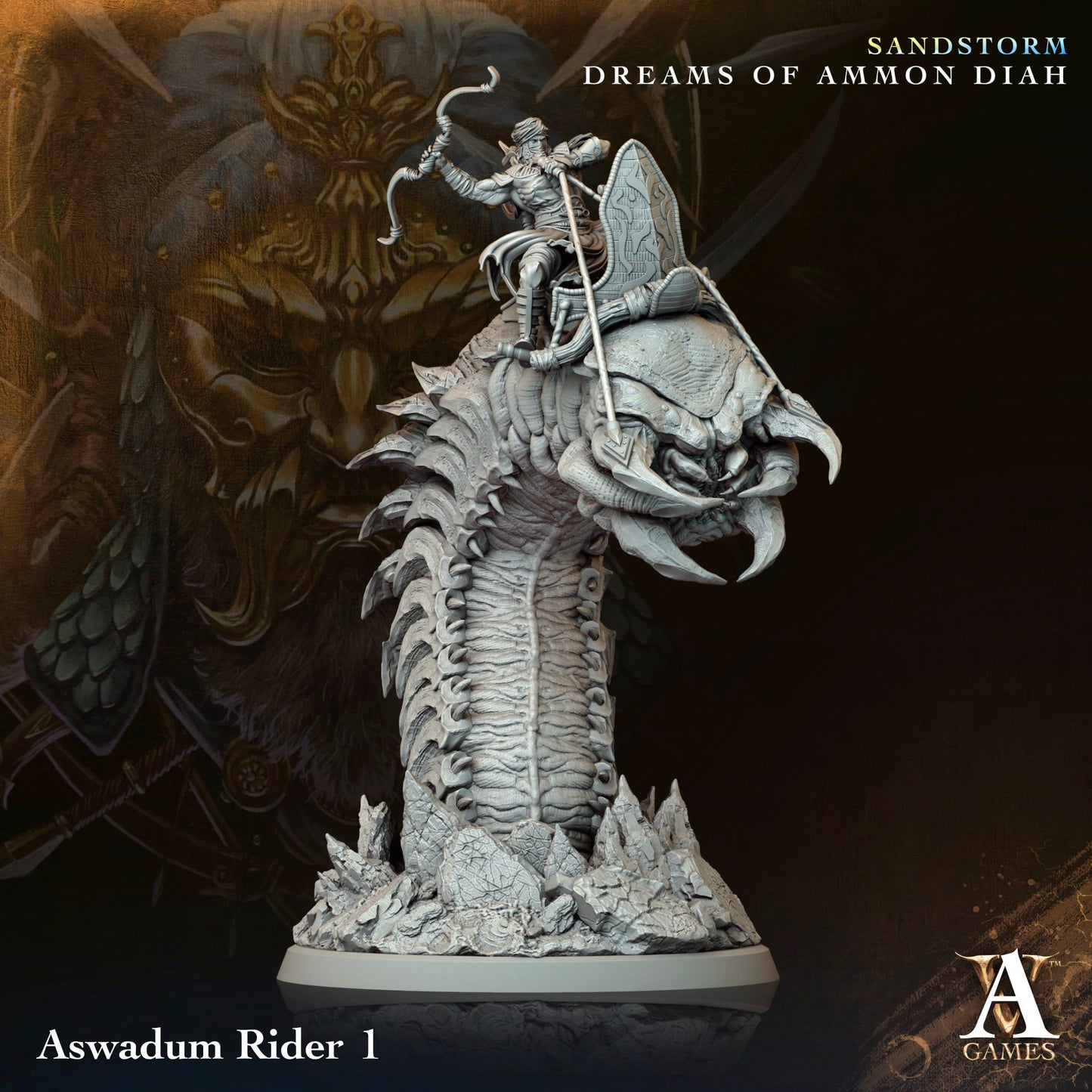3D Printed Archvillain Games Aswadum Riders Sandstorm Dreams of Ammon Diah 28 32mm D&D - 3D Printing Boss 