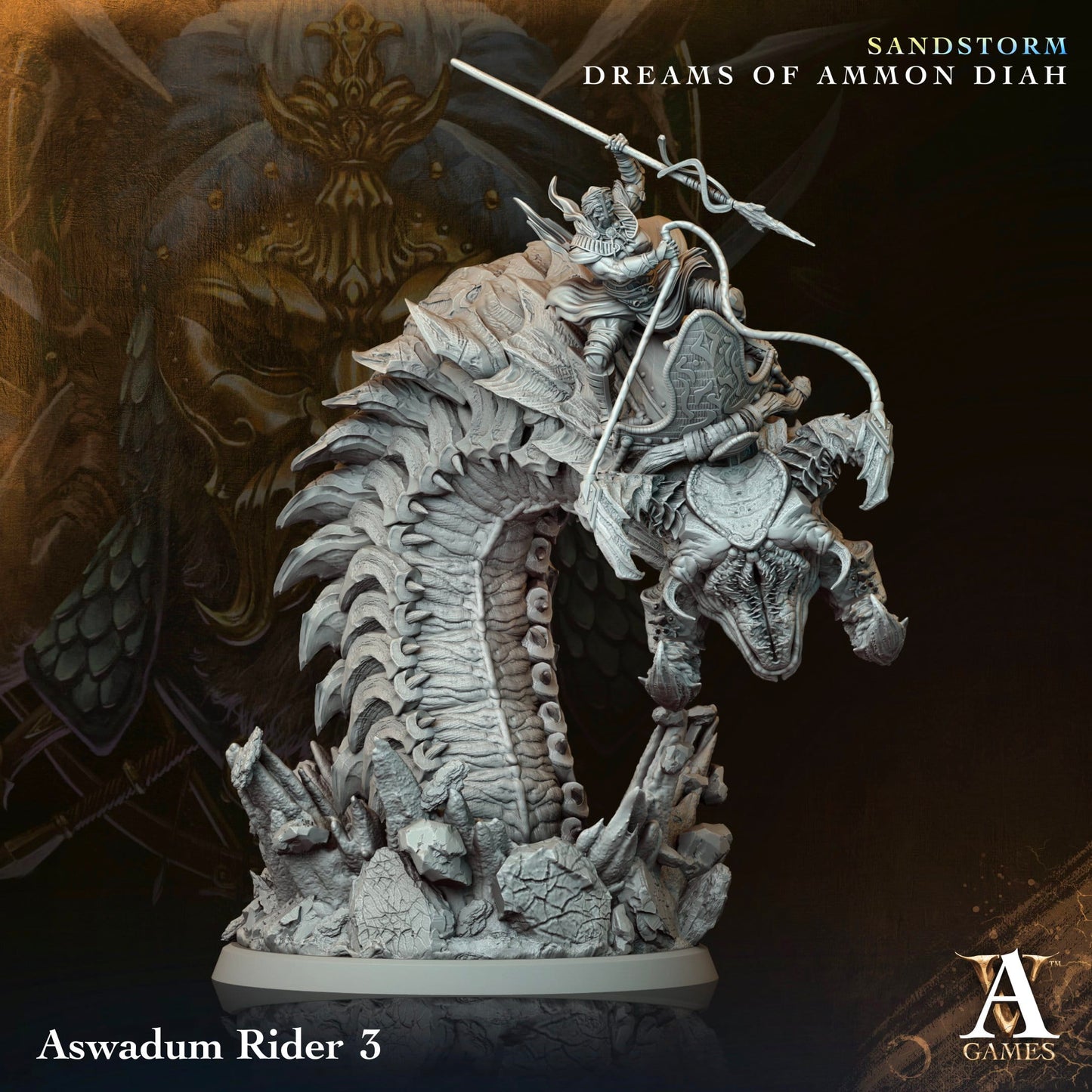 3D Printed Archvillain Games Aswadum Riders Sandstorm Dreams of Ammon Diah 28 32mm D&D - 3D Printing Boss 