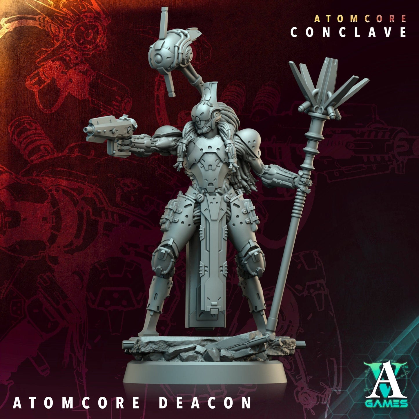 3D Printed Archvillain Games Atomcore Deacon Atomcore Conclave 28 32mm D&D - 3D Printing Boss 