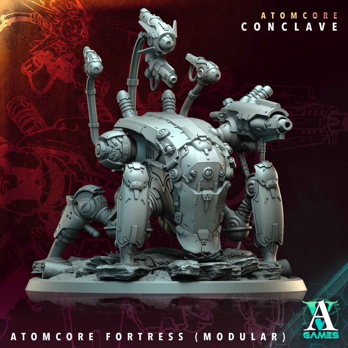 3D Printed Archvillain Games Atomcore Fortress Atomcore Conclave 28 32mm D&D - 3D Printing Boss 
