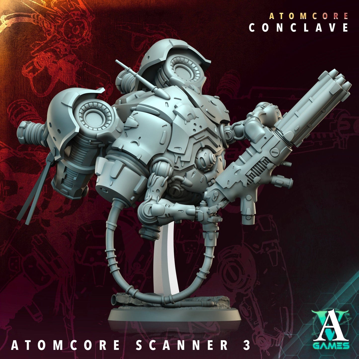 3D Printed Archvillain Games Atomcore Scanner Atomcore - Conclave 28 32mm D&D - 3D Printing Boss 