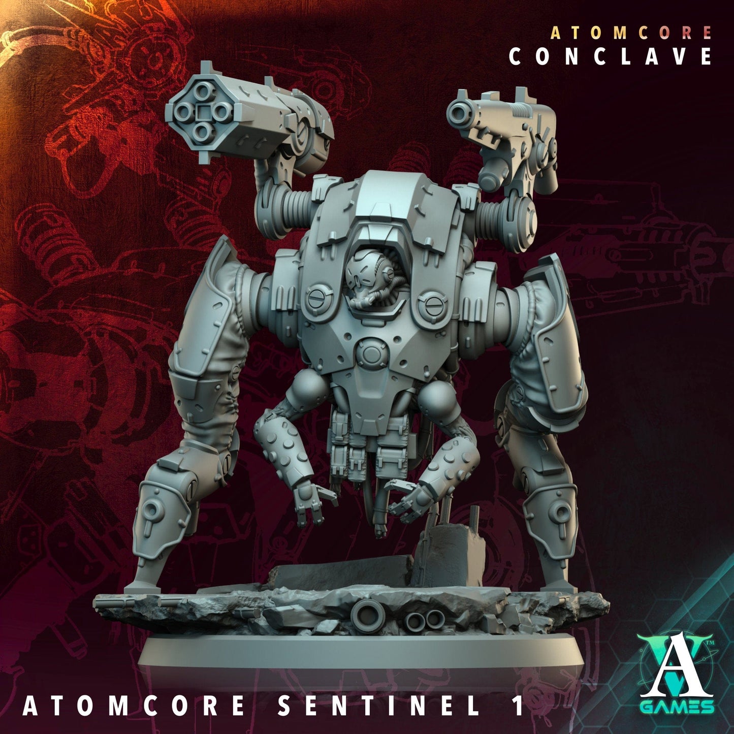 3D Printed Archvillain Games Atomcore Sentinel Atomcore - Conclave 28 32mm D&D - 3D Printing Boss 
