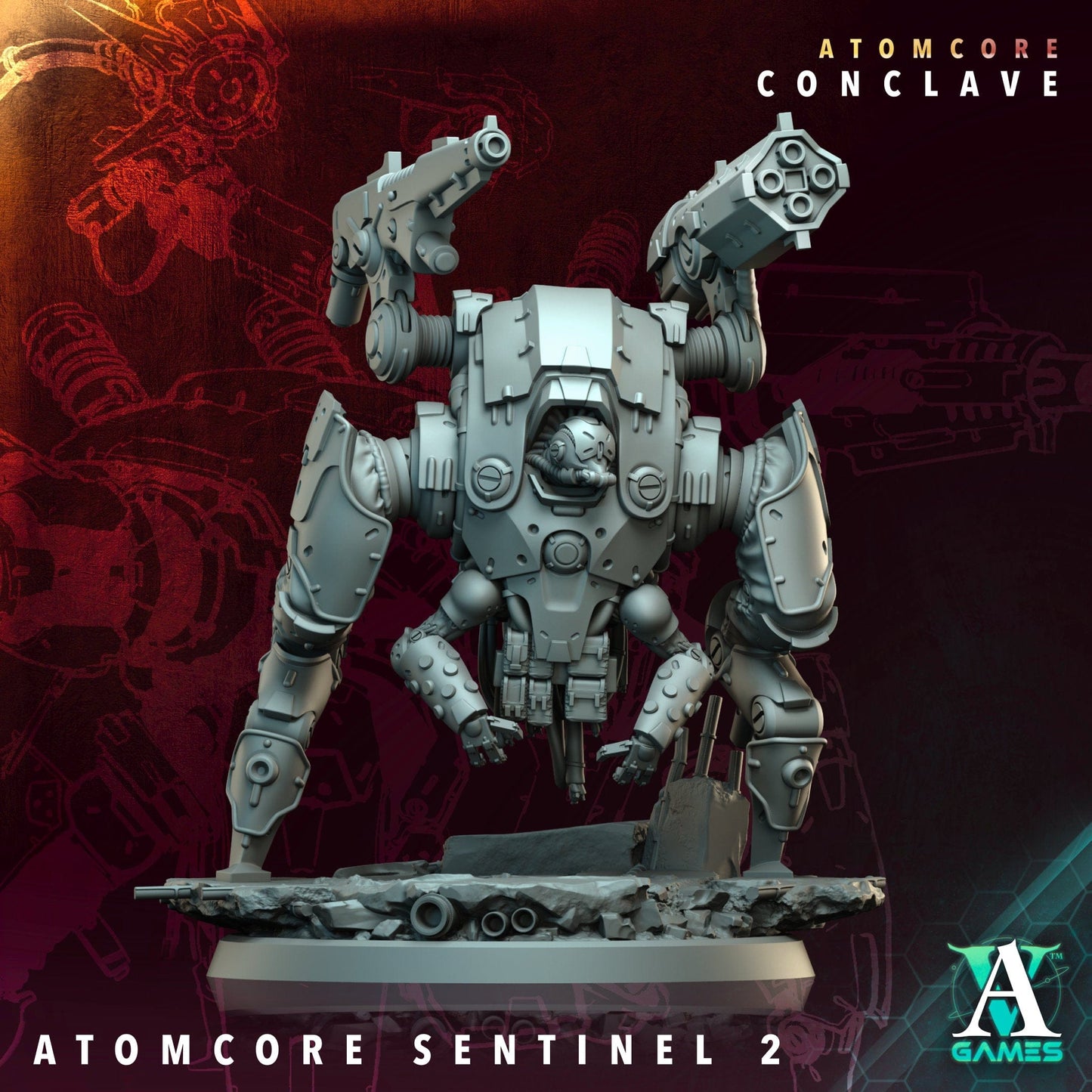 3D Printed Archvillain Games Atomcore Sentinel Atomcore - Conclave 28 32mm D&D - 3D Printing Boss 