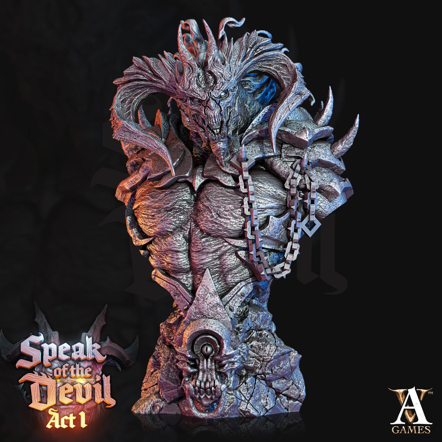 3D Printed Archvillain Games Azael Pit Lord Bust Speak of the Devil Act I 28 32mm D&D - 3D Printing Boss 