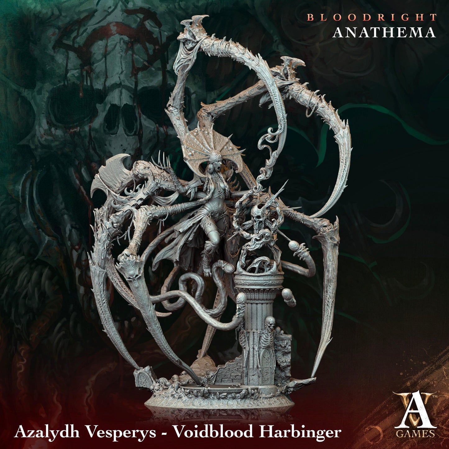 3D Printed Archvillain Games Azalydh Vesperys - Voidblood Harbinger Bloodright - Anathema 28 32mm D&D - 3D Printing Boss 