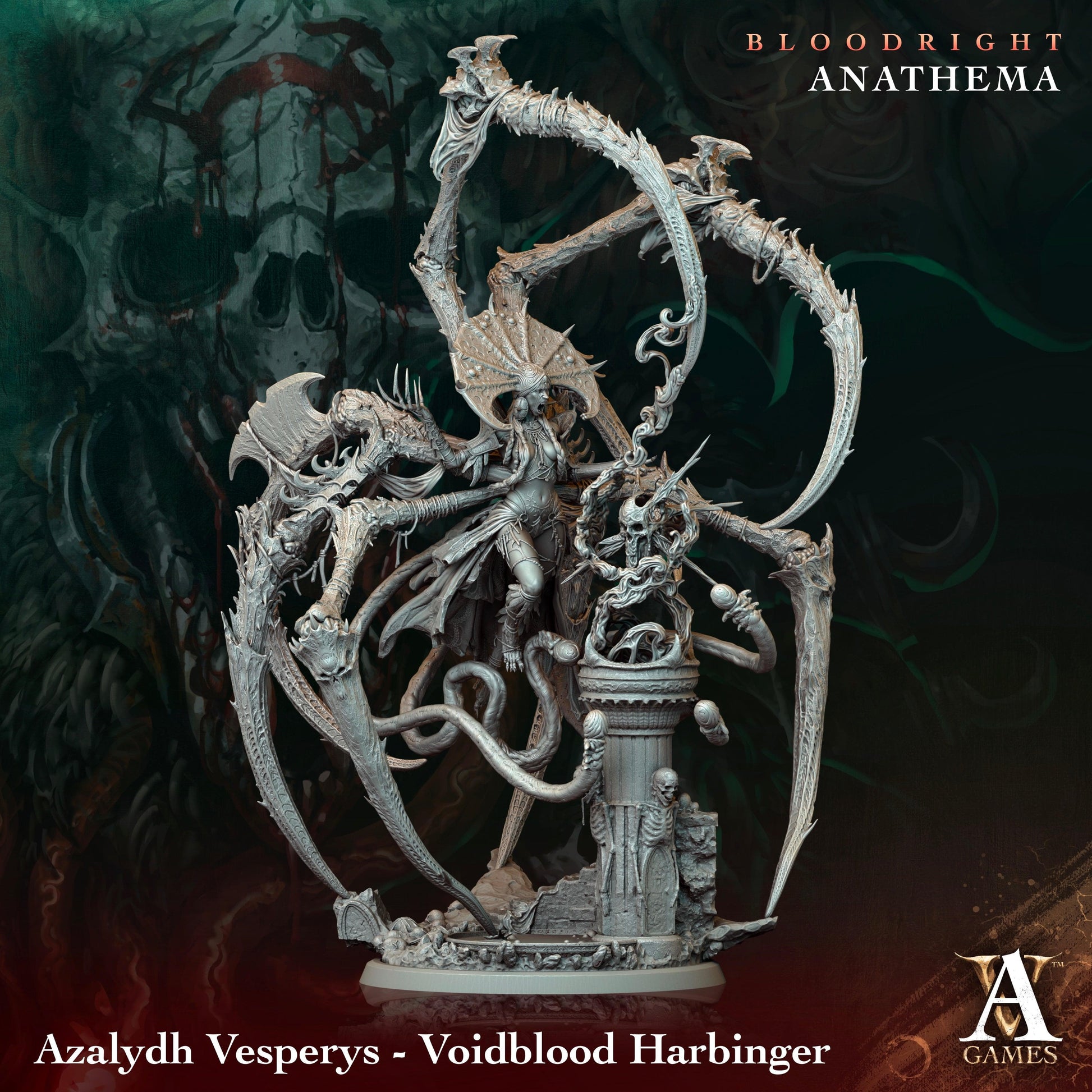 3D Printed Archvillain Games Azalydh Vesperys - Voidblood Harbinger Bloodright - Anathema 28 32mm D&D - 3D Printing Boss 
