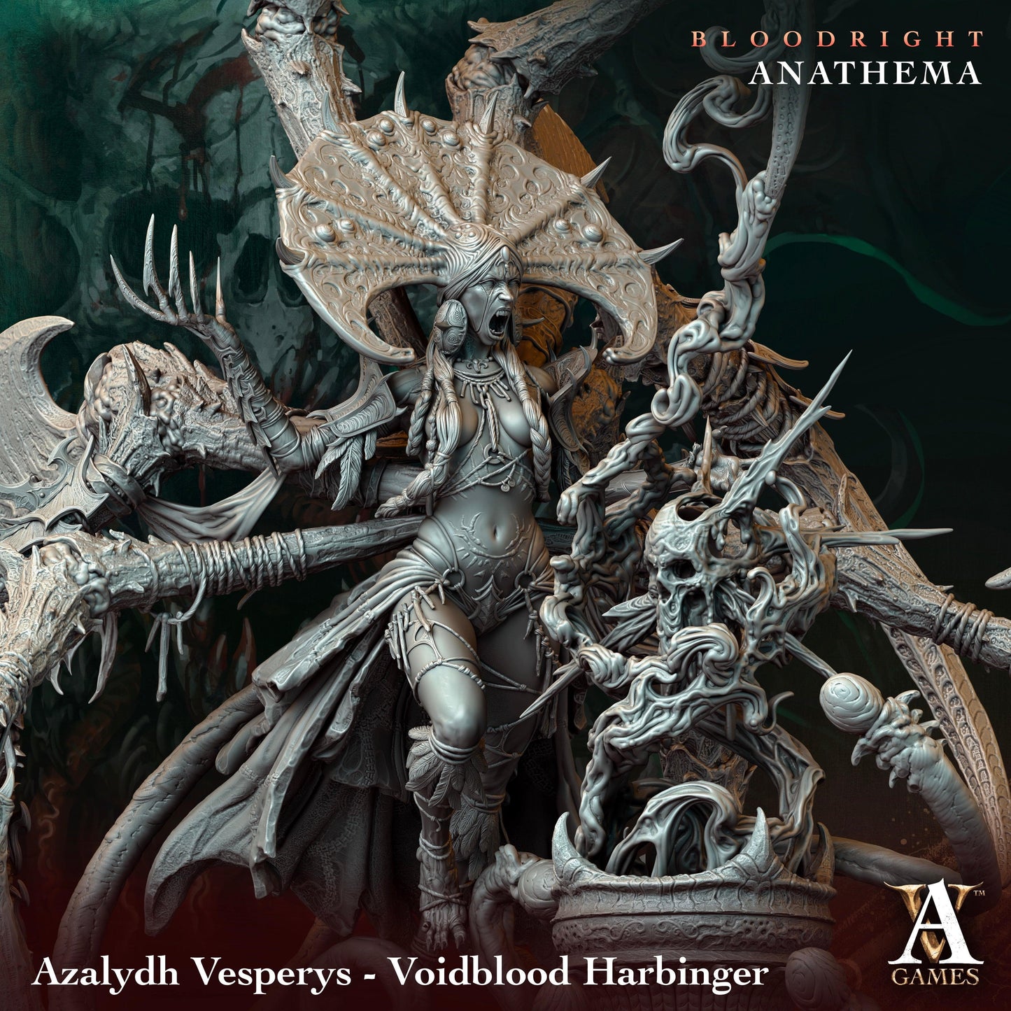 3D Printed Archvillain Games Azalydh Vesperys - Voidblood Harbinger Bloodright - Anathema 28 32mm D&D - 3D Printing Boss 